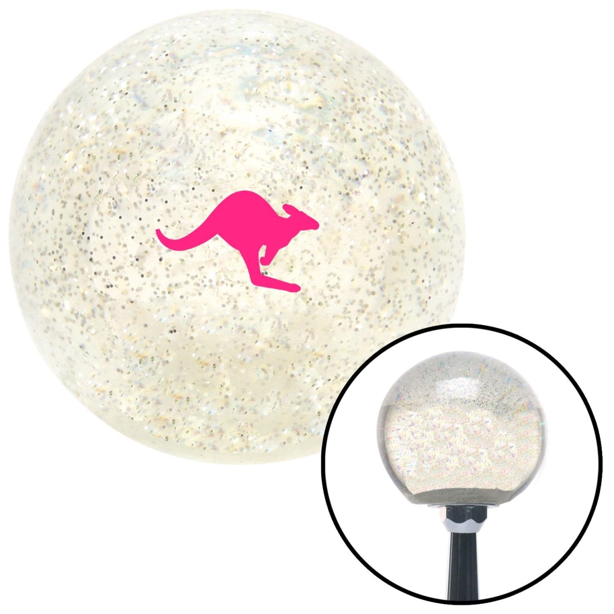 American Shifter 277252 Pink Kangaroo Clear Metal Flake Shift Knob with M16 x 1.5 Insert Shifter Auto Brody -  American Shifter Company