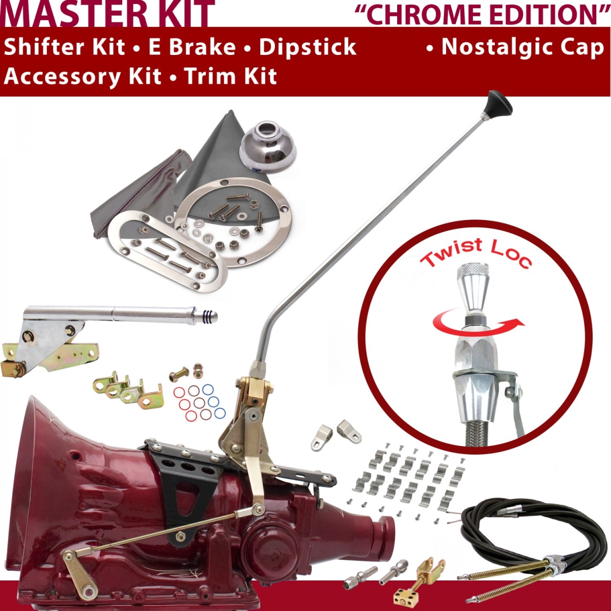 American Shifter 421116 4L80E Shifter Kit Chrome 16 in. E Brake Cable Clamp Clevis Trim Kit Dipstick for DB113 -  American Shifter Company