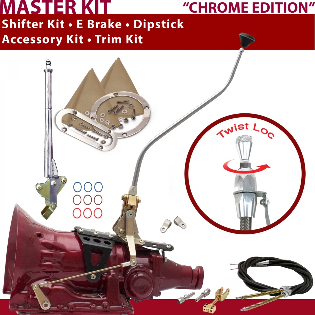 American Shifter 432372 C4 Shifter Kit Chrome 23 in. Swan E Brake Cable Clevis Trim Kit Dipstick for DDCE0 -  American Shifter Company