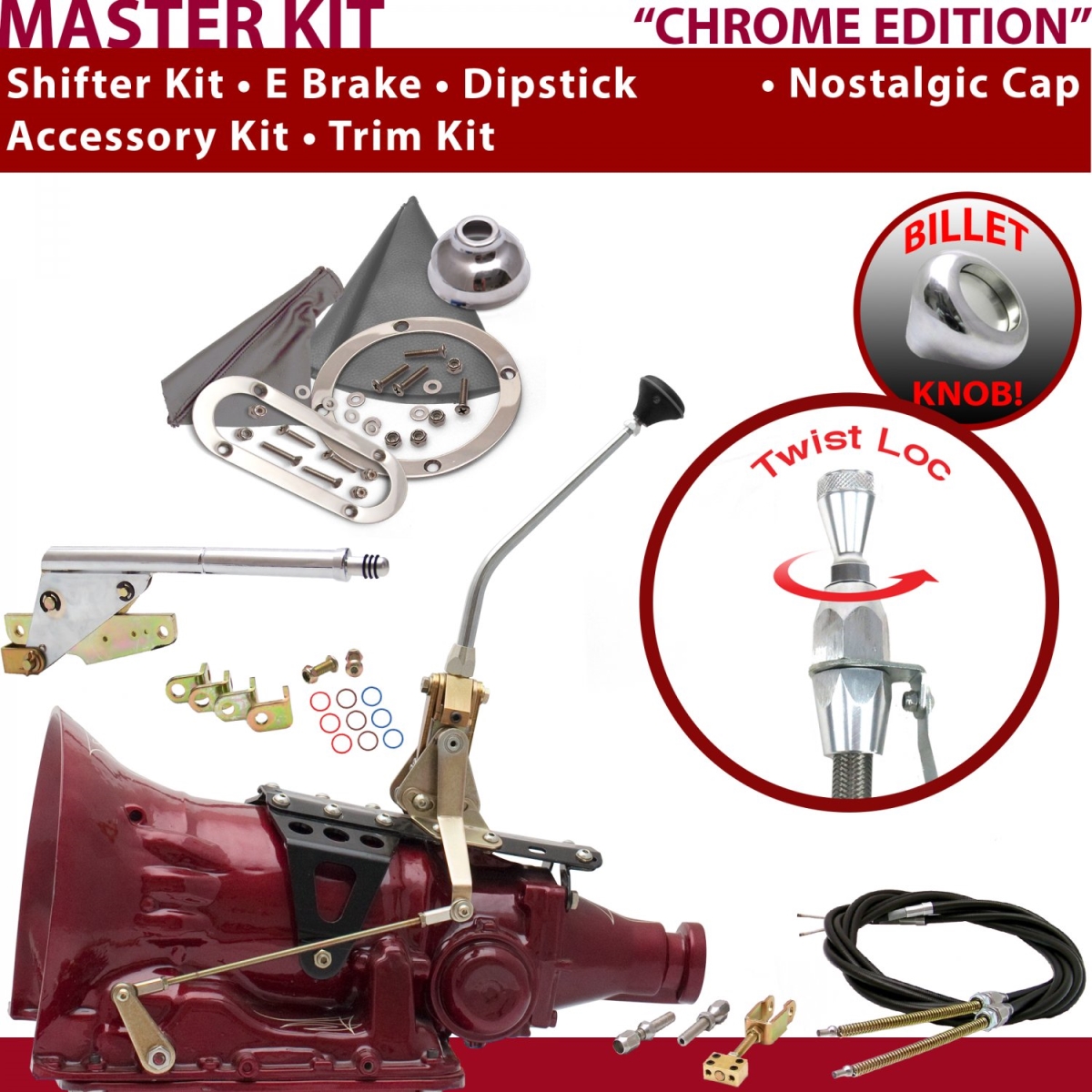 American Shifter 501681 C4 Shifter Kit Chrome 10 in. E Brake Cable Trim Kit Dipstick for EEA85 -  American Shifter Company