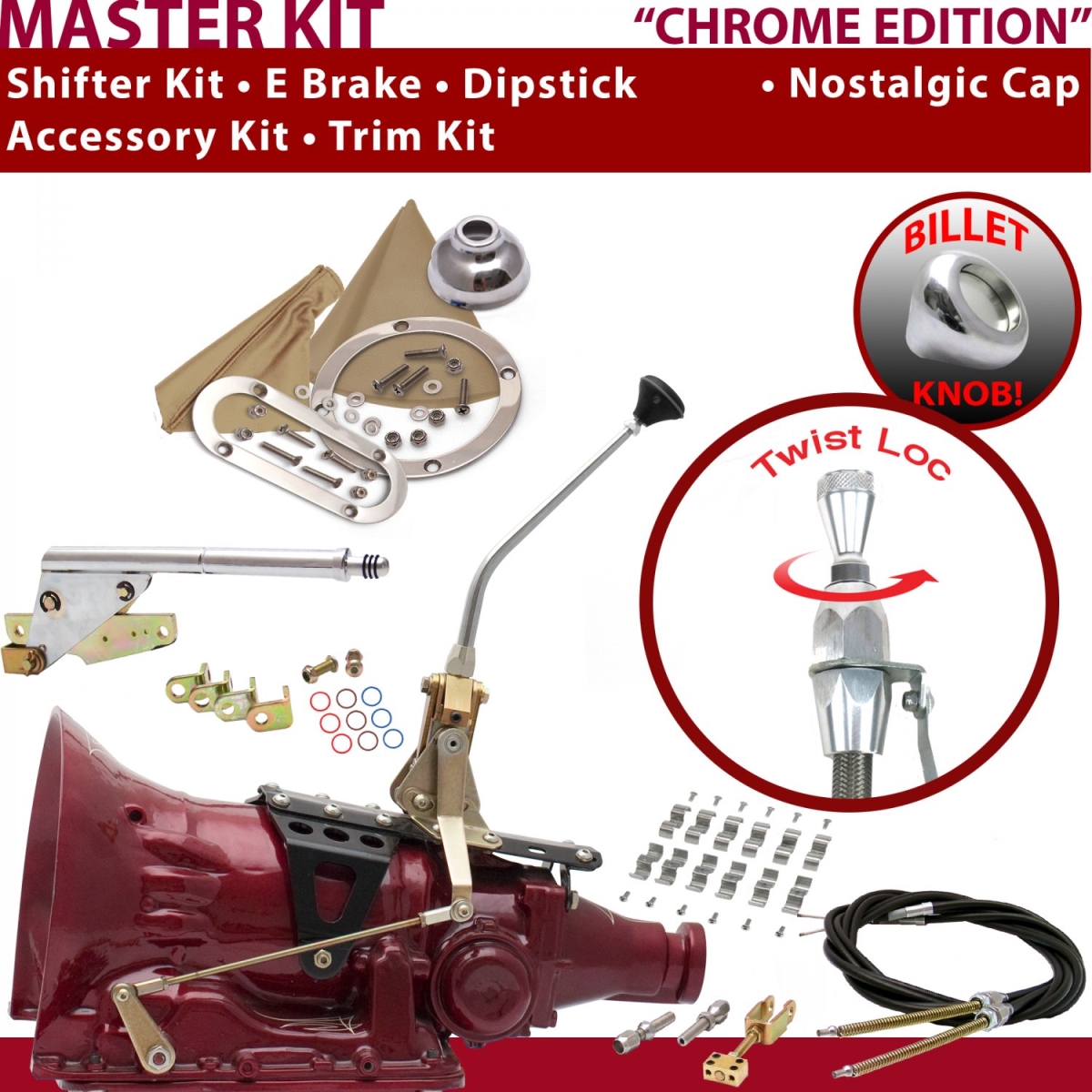 American Shifter 504391 4L80E Shifter Kit Chrome 10 in. E Brake Cable Clamp Trim Kit Dipstick for EF50C -  American Shifter Company