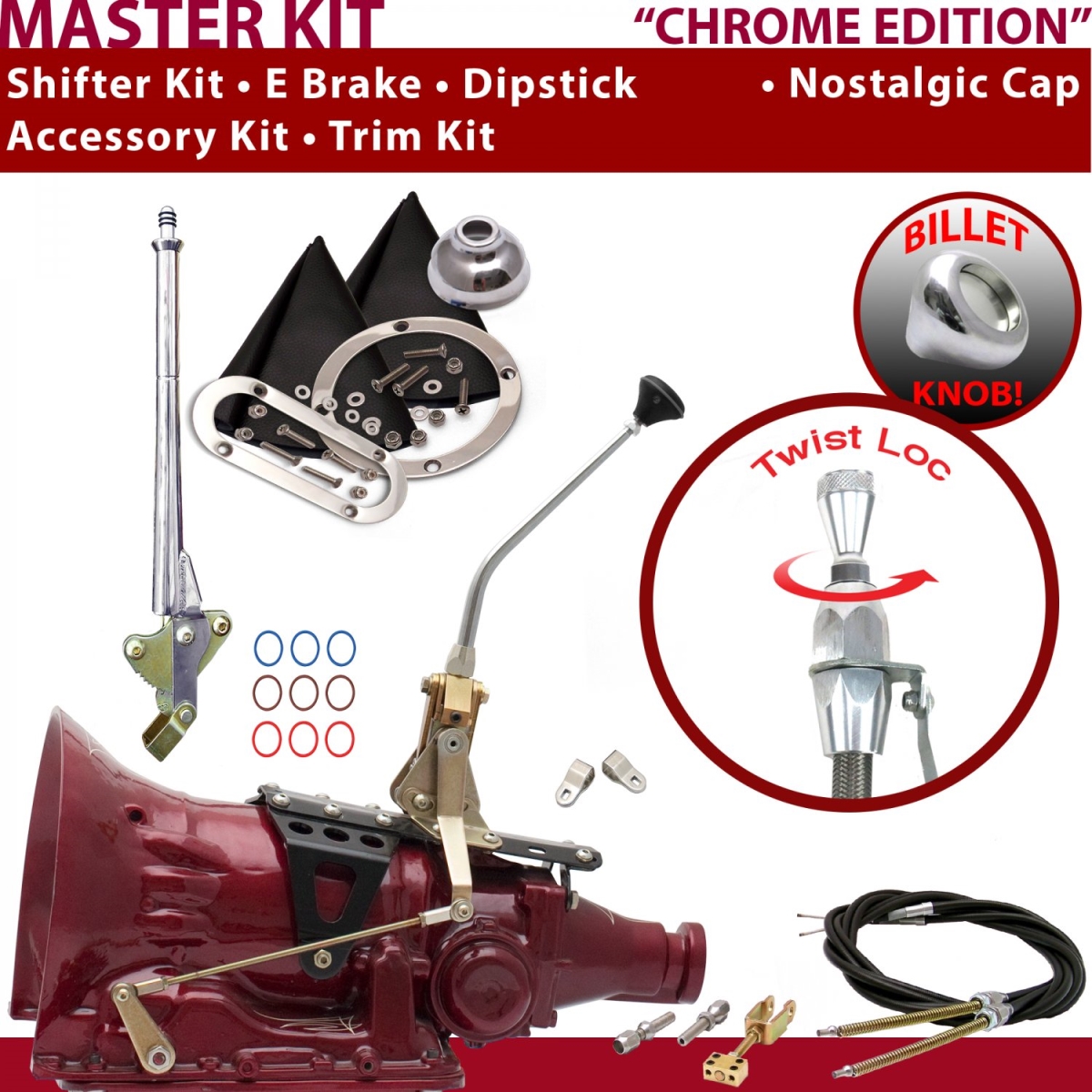 American Shifter 504004 4L60E Shifter Kit Chrome 10 in. E Brake Cable Clevis Trim Kit Dipstick for EF38A -  American Shifter Company