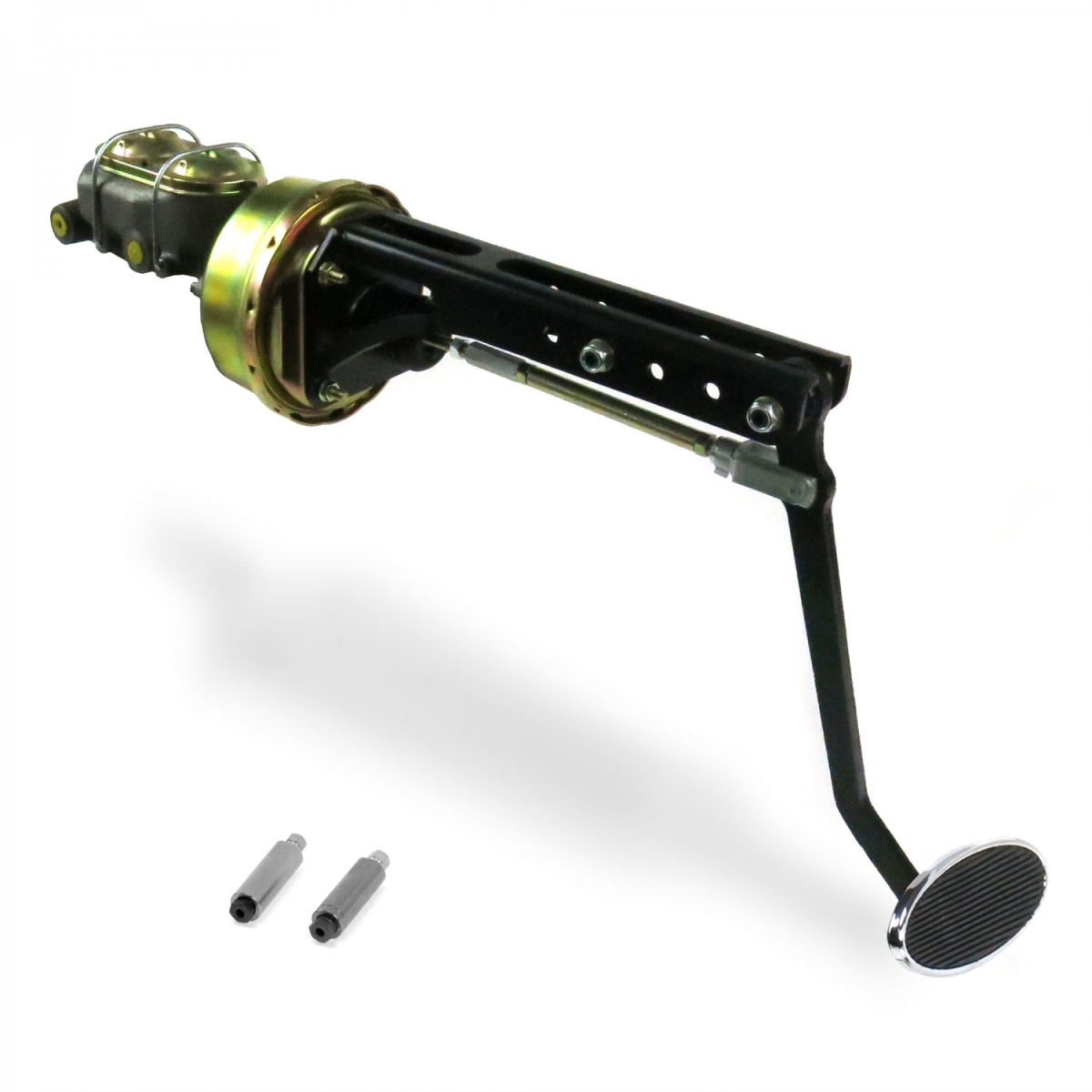 Universal Adjustable Firewall 8 in. Single Brake Pedal Kit Drum & Drum Large Oval Chrome Pad