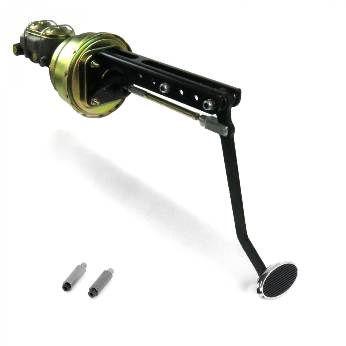 Universal Adjustable Firewall 8 in. Dual Brake Pedal Kit Drum & Drum Small Oval Chrome Pad