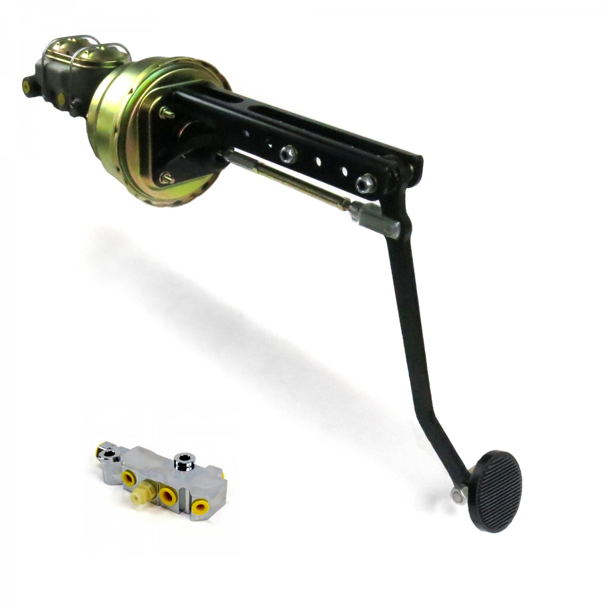 Universal Adjustable Firewall 7 in. Dual Brake Pedal Kit Disc & Disc 3 in. Black Pad