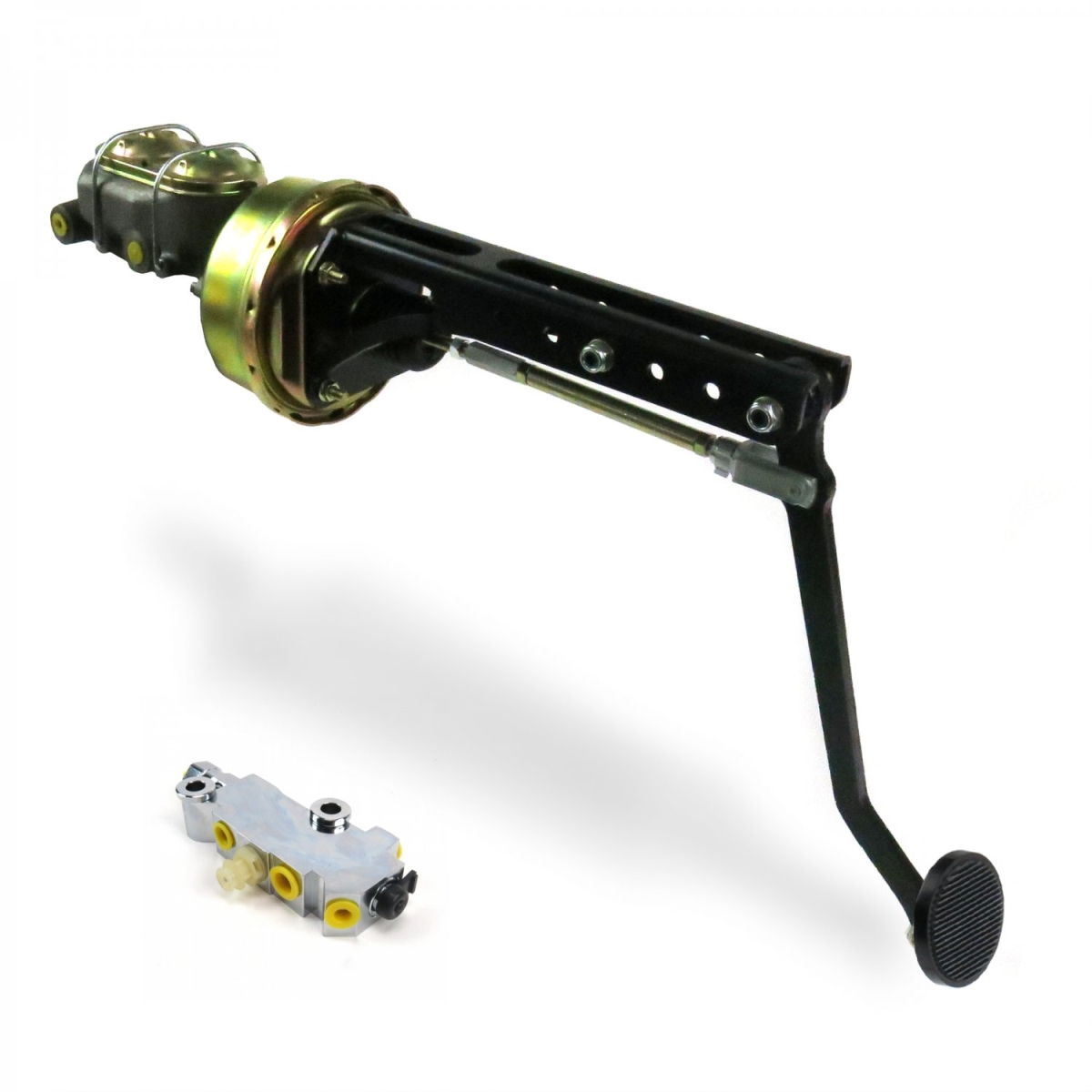 Universal Adjustable Firewall 8 in. Single Brake Pedal Kit Disc & Drum 3 in. Black Pad