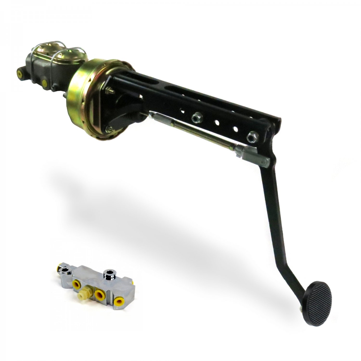 Universal Adjustable Firewall 8 in. Single Brake Pedal Kit Disc & Disc 3 in. Black Pad