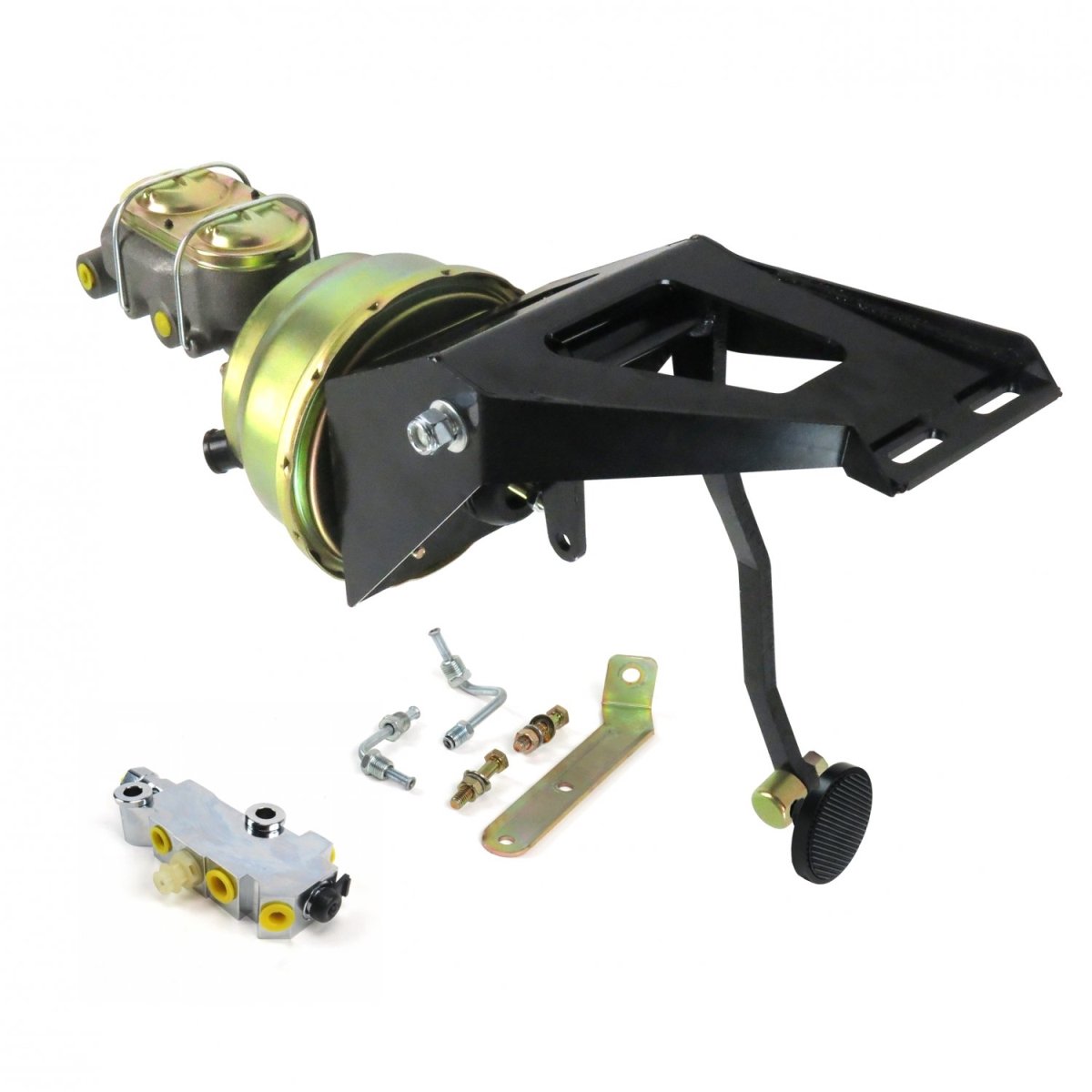 324515 55-59 Chevy Truck Firewall 7 in. Dual Brake Pedal Kit Disc & Drum 3 in. Black Pad -  Helix Suspension Brakes & Steering