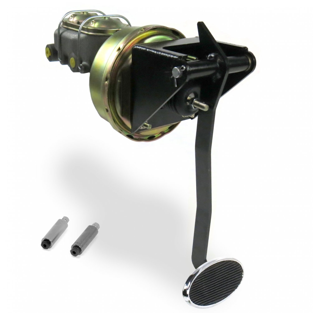 Universal Firewall 9 in. Single Brake Pedal Kit Adjustable Disc & Drum Large Oval Chrome Pad