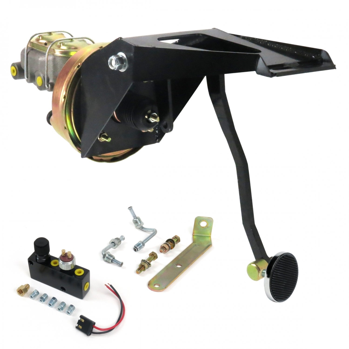 55-59 Chevy Truck Firewall 9 in. Single Brake Pedal Kit Adjustable Disc & Disc 3 in. Chrome Pad
