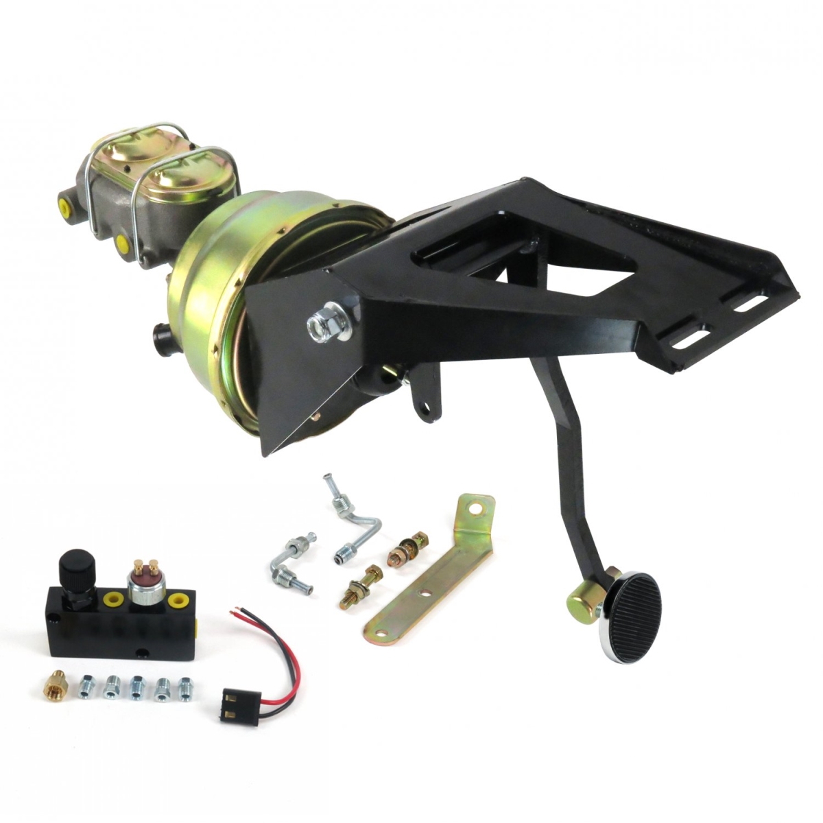 324638 55-59 Chevy Truck Firewall 7 in. Dual Brake Pedal Kit Adjustable Disc & Drum 3 in. Chrome Pad