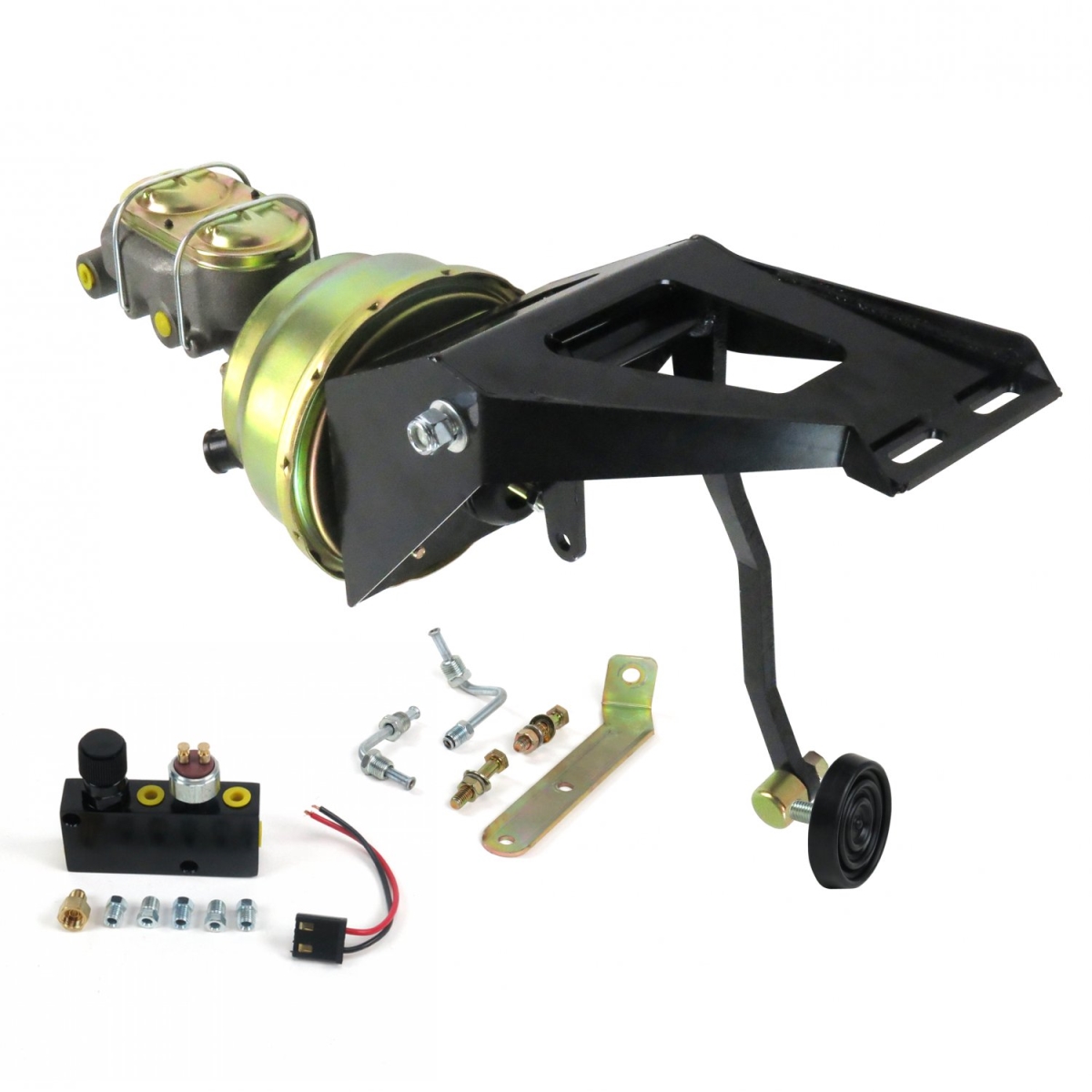 324644 55-59 Chevy Truck Firewall 7 in. Dual Brake Pedal Kit Adjustable Disc & Disc 3 in. Rubber Pad