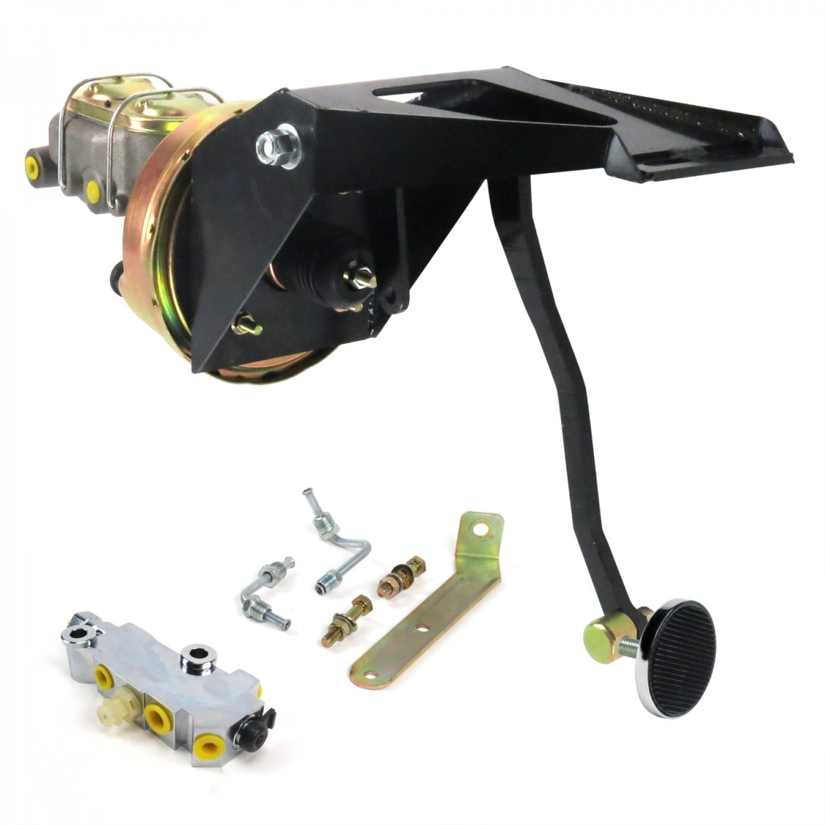 324652 55-59 Chevy Truck Firewall 8 in. Single Brake Pedal Kit Adjustable Disc & Drum 3 in. Chrome Pad