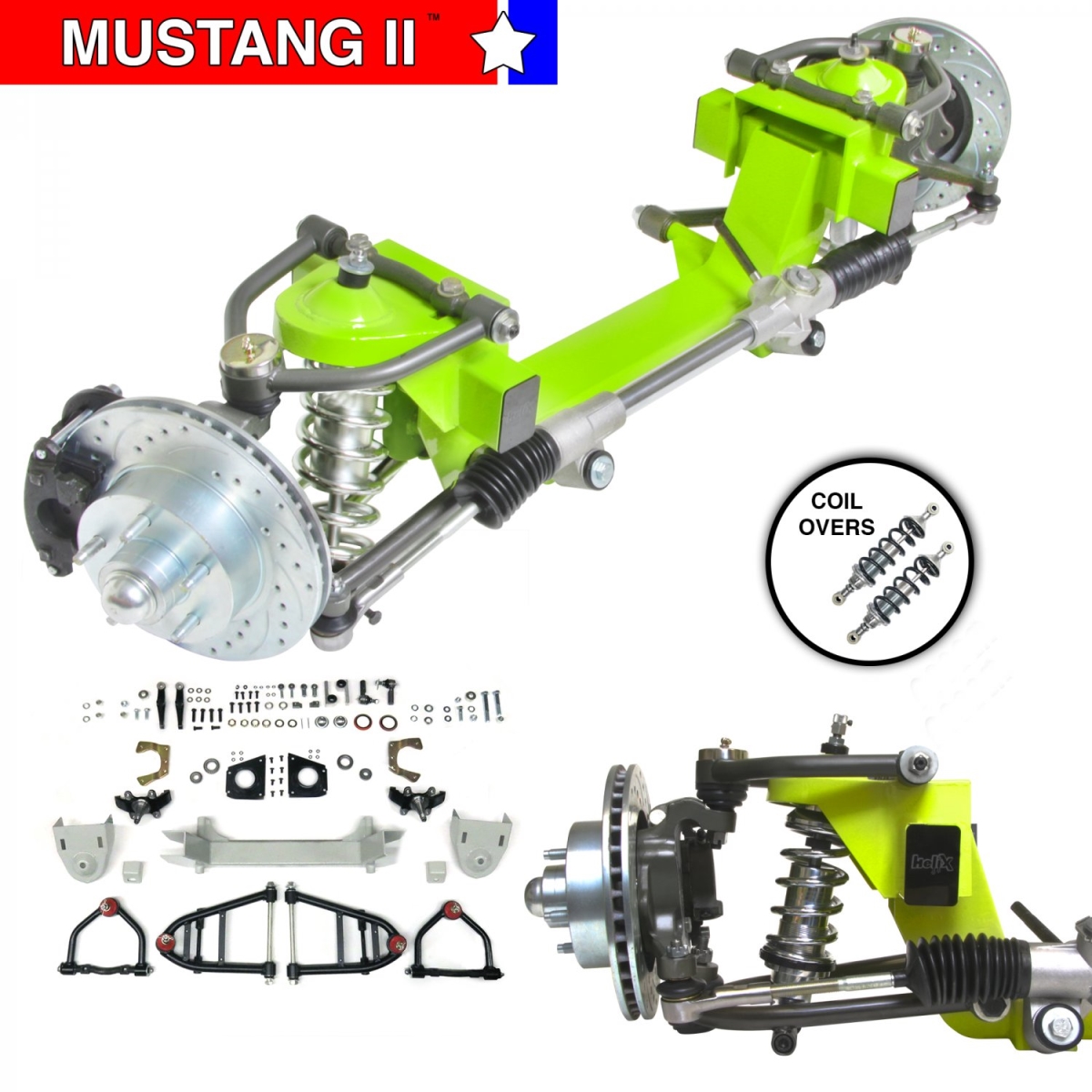 35 Studebaker Car Mustang 2 IFS Coilover Stock 6 x 55 Manual Left Hand Rack - No X-member