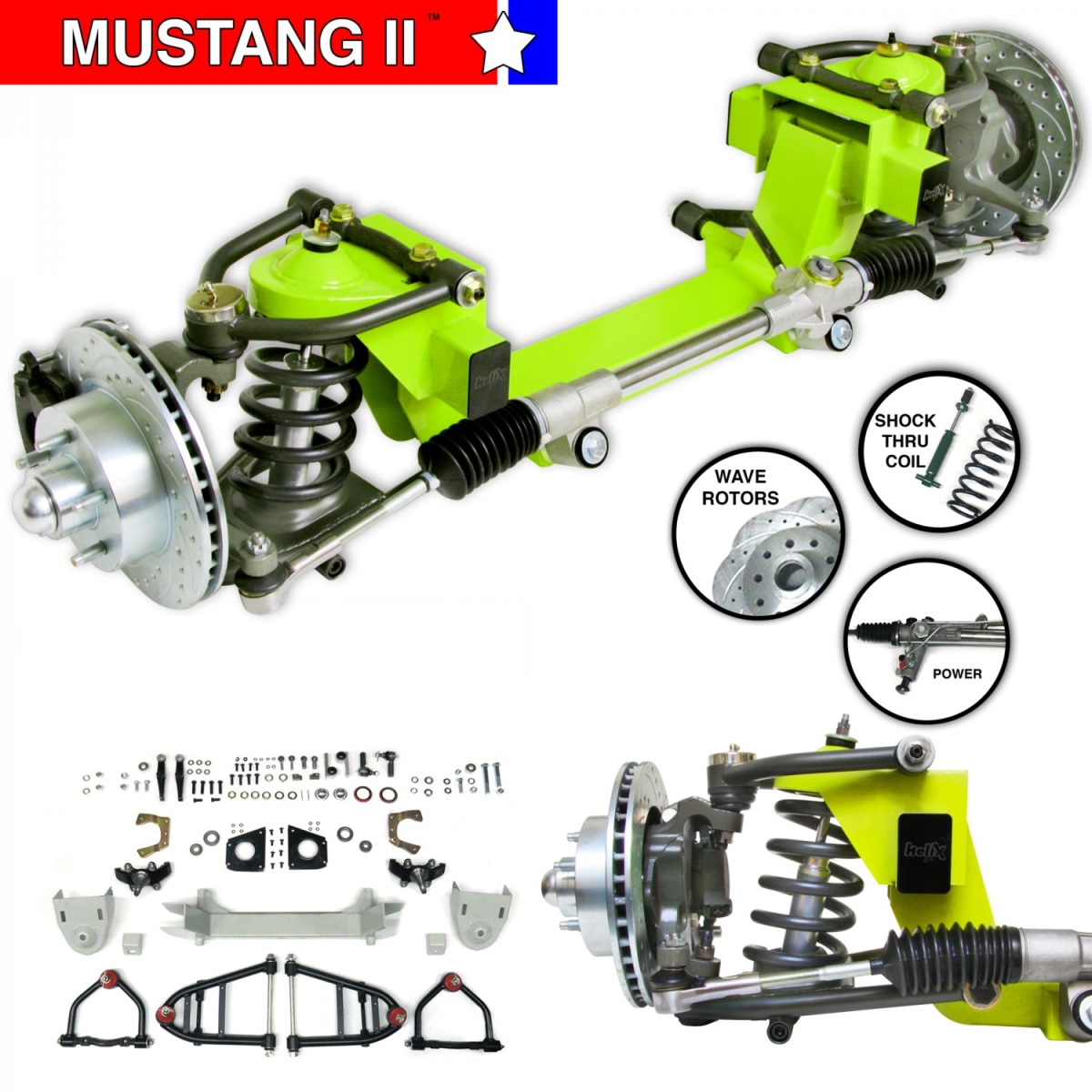 41-48 Studebaker Car Mustang II IFS Shock Thru Coil Stock 5 x 4.75 Power Left Hand Drive Rack