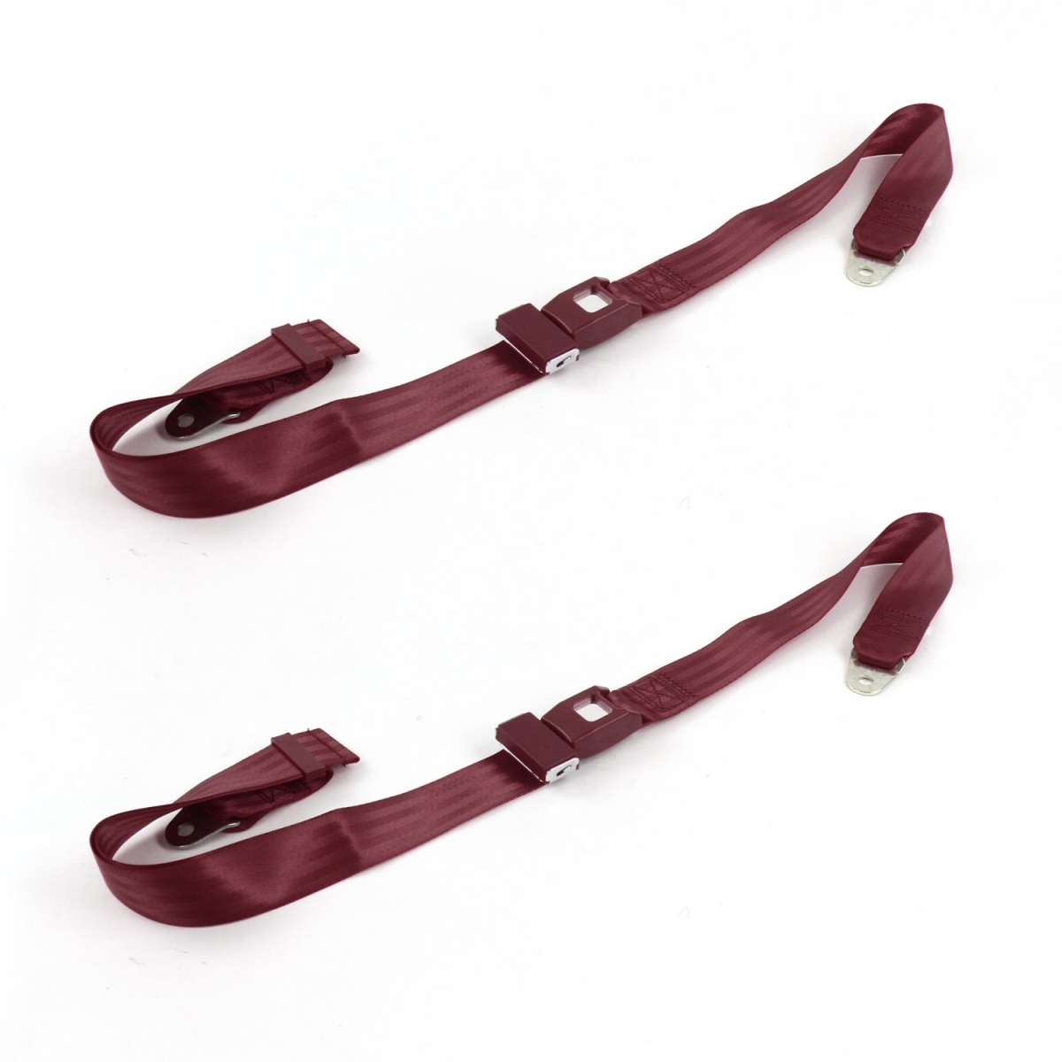Jeep Commando 1966-1973 Standard 2 Point Burgundy Lap Bucket Seat Belt Kit - 2 Belts