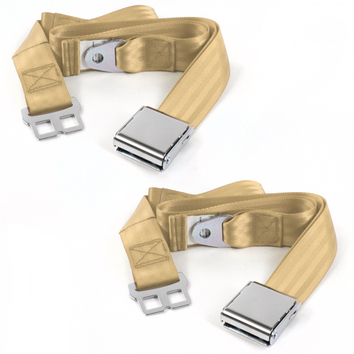Triumph Spitfire 1962-1980 Airplane 2 Point Tan Lap Bucket Seat Belt Kit - 2 Belts