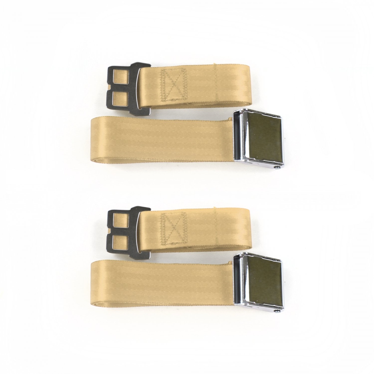 Chevy Impala 1958 Airplane 2 Point Tan Lap Bucket Seat Belt Kit - 2 Belts