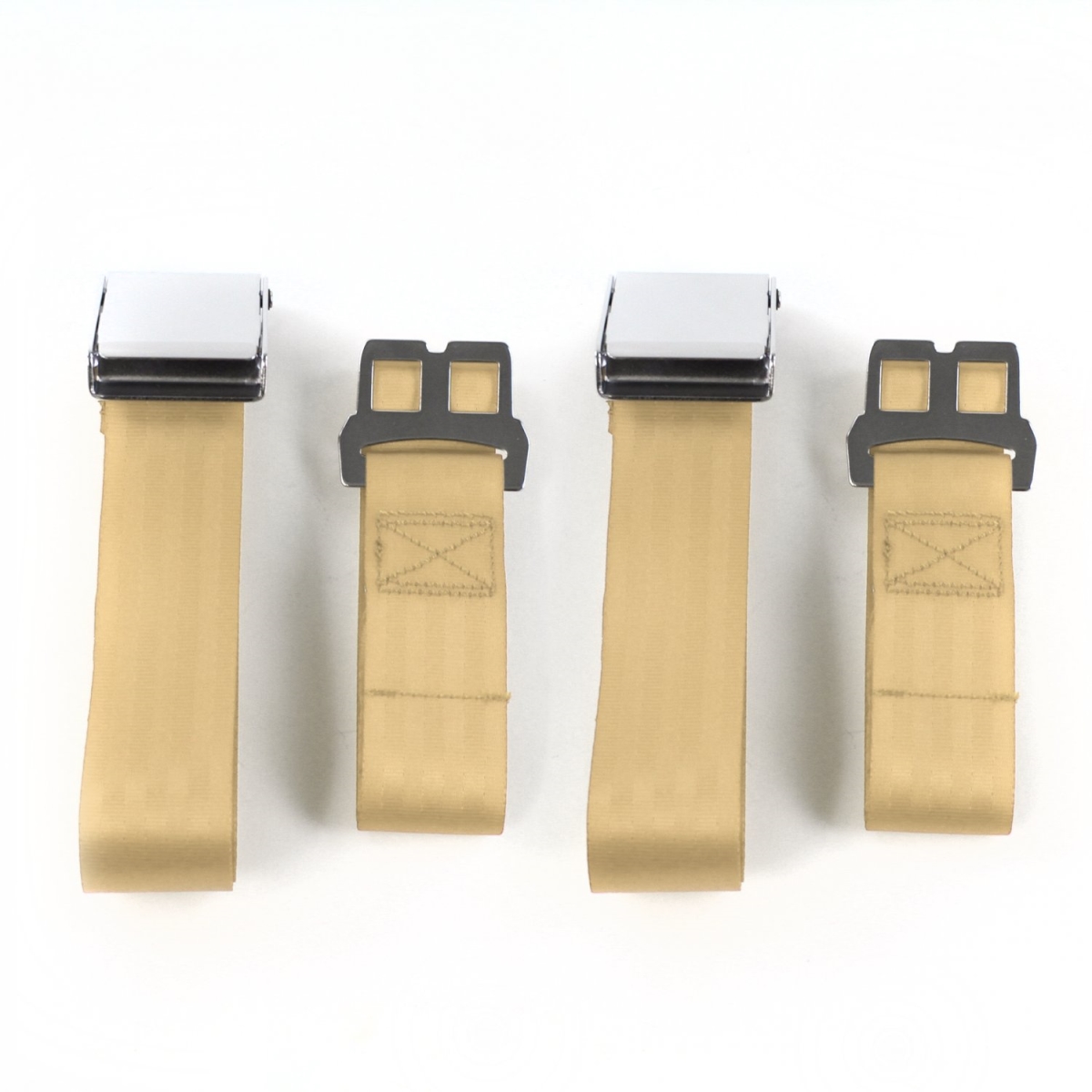 Nash Rambler 1950-1954 Airplane 2 Point Tan Lap Bucket Seat Belt Kit - 2 Belts