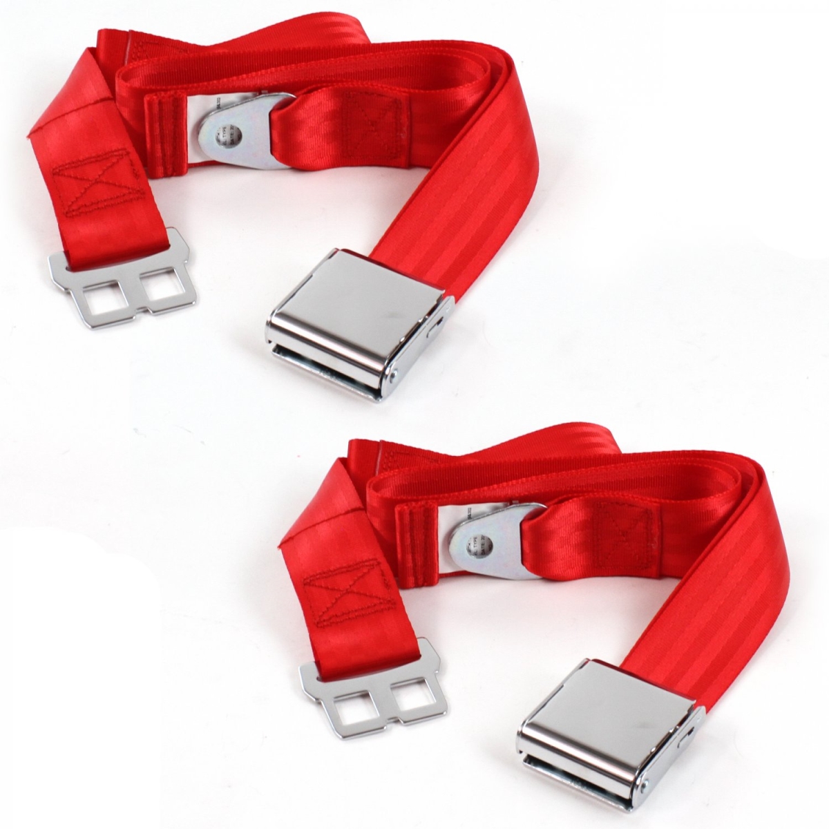 VW Type 1 Split 1947-1952 Airplane 2 Point Red Lap Bucket Seat Belt Kit - 2 Belts