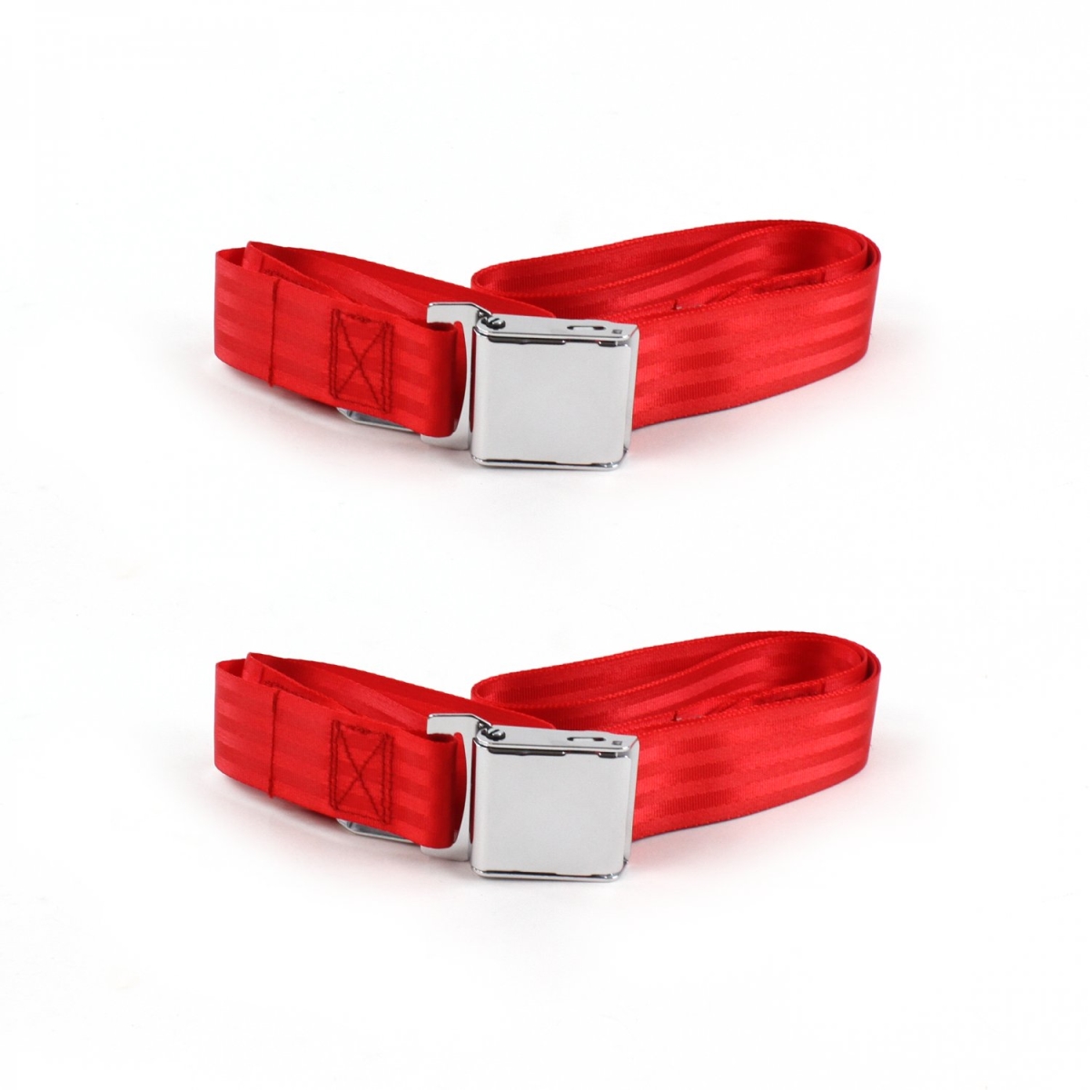 Chevy Nova 1975-1979 Airplane 2 Point Red Lap Bucket Seat Belt Kit - 2 Belts