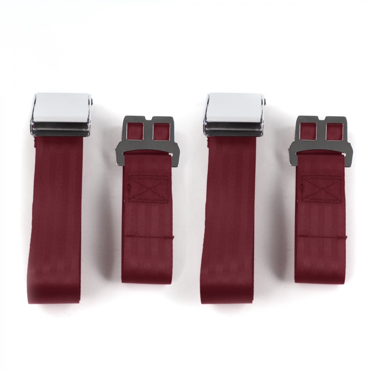 AMC Eagle 1979-1987 Airplane 2 Point Burgundy Lap Bucket Seat Belt Kit - 2 Belts