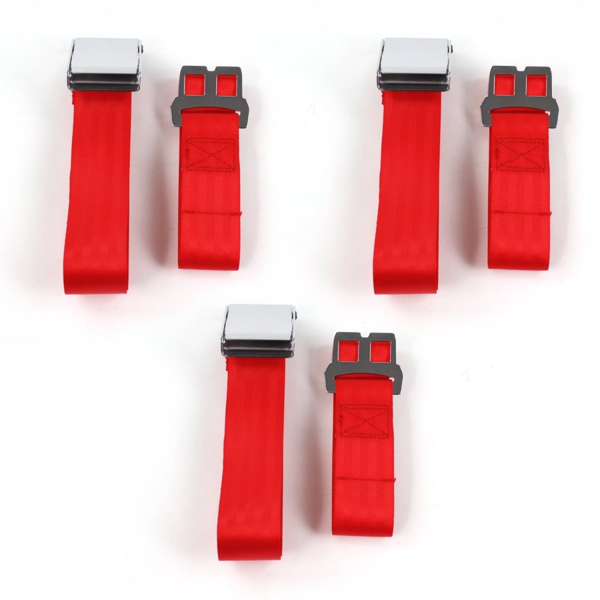 VW Type 1 Split 1947-1952 Airplane 2 Point Red Lap Bench Seat Belt Kit - 3 Belts