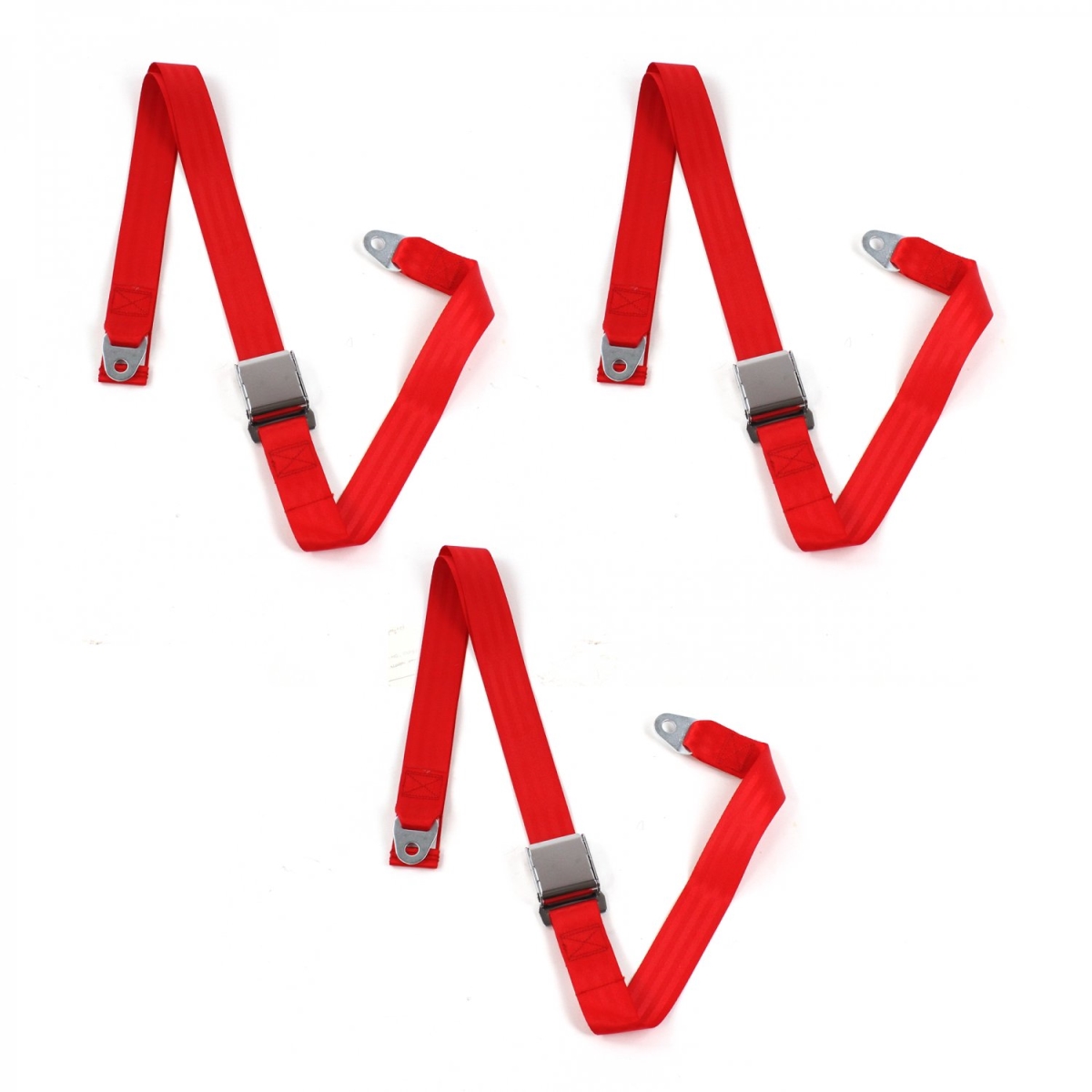 Chevy II 1962-1965 Airplane 2 Point Red Lap Bench Seat Belt Kit - 3 Belts