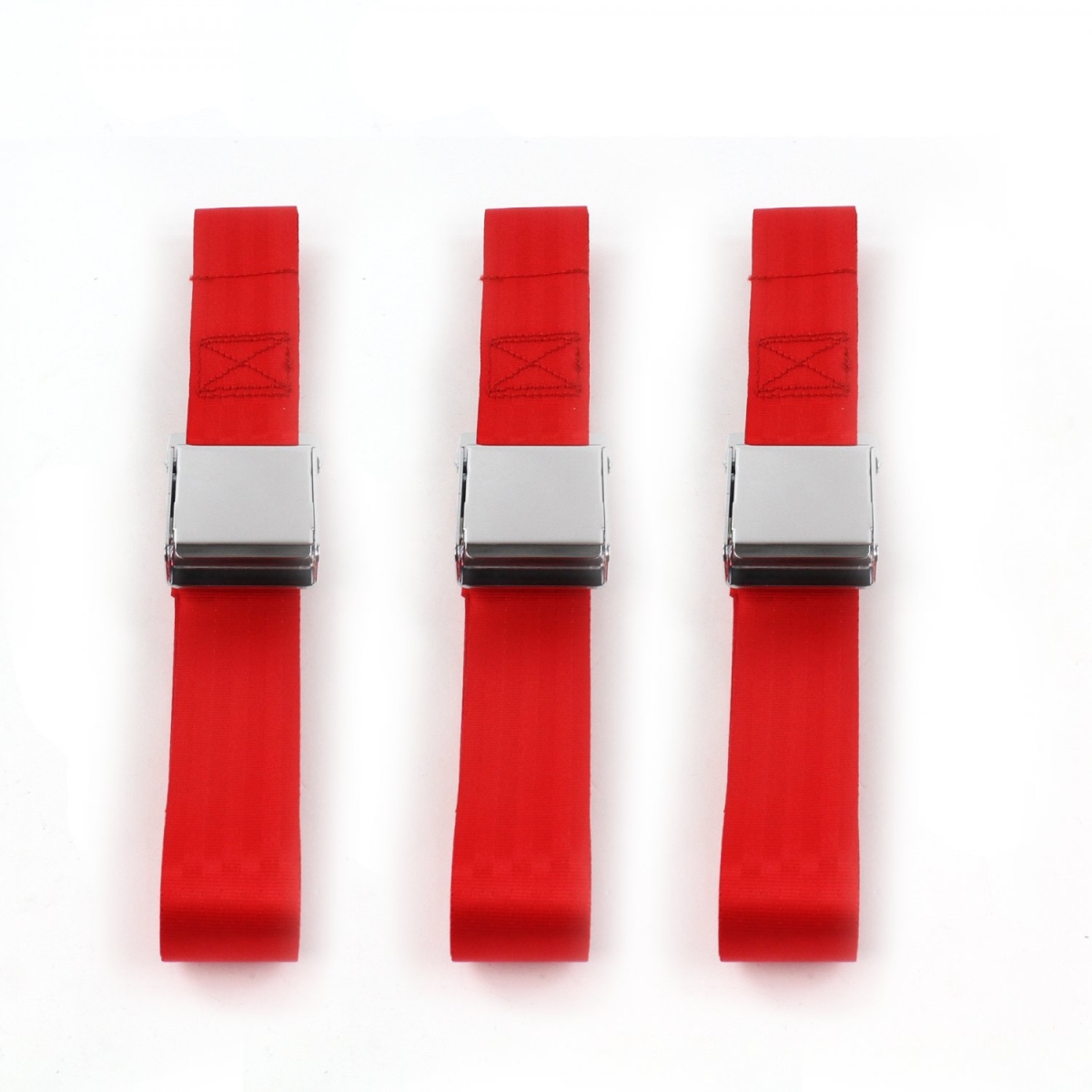 Jeep Cherokee 1984-2001 Airplane 2 Point Red Lap Bench Seat Belt Kit - 3 Belts