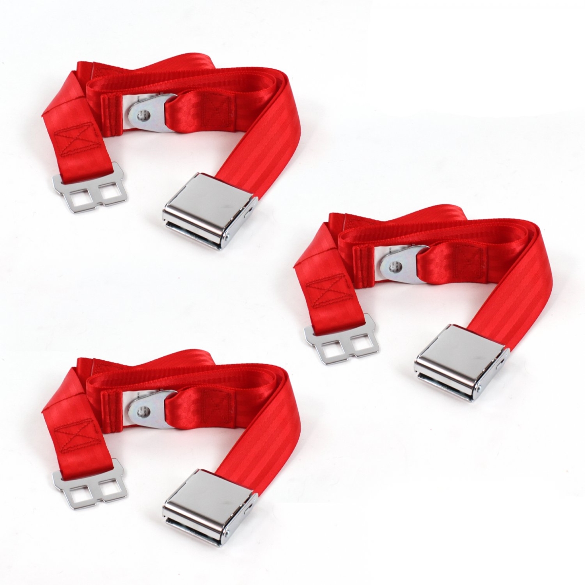 VW Type 1 1958-1967 Airplane 2 Point Red Lap Bench Seat Belt Kit - 3 Belts