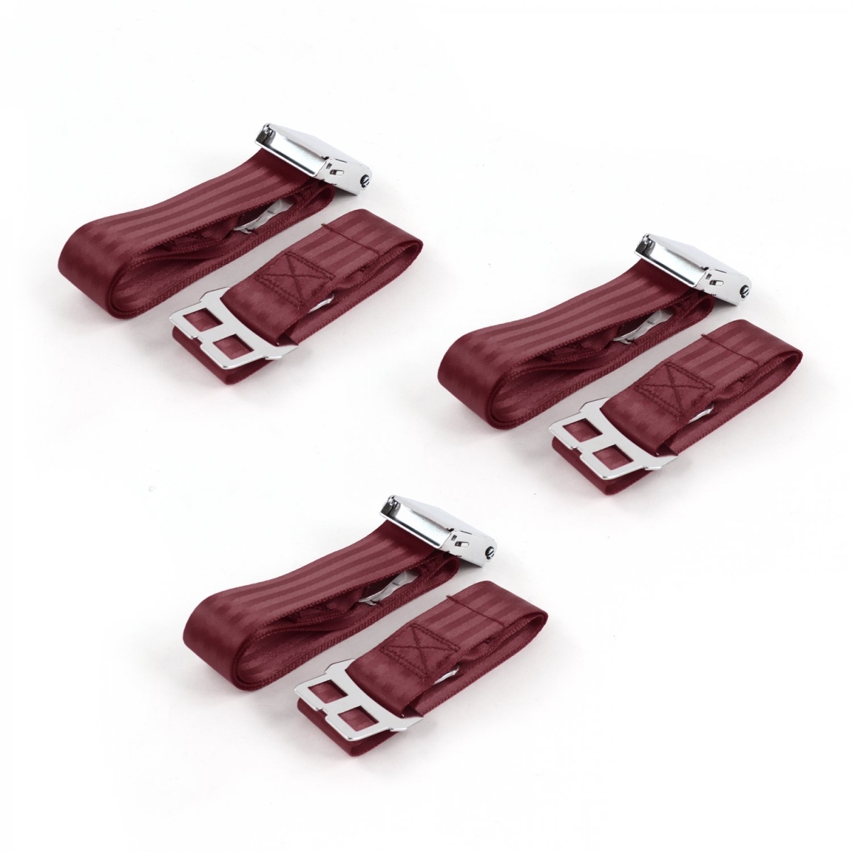 AMC Eagle 1979-1987 Airplane 2 Point Burgundy Lap Bench Seat Belt Kit - 3 Belts
