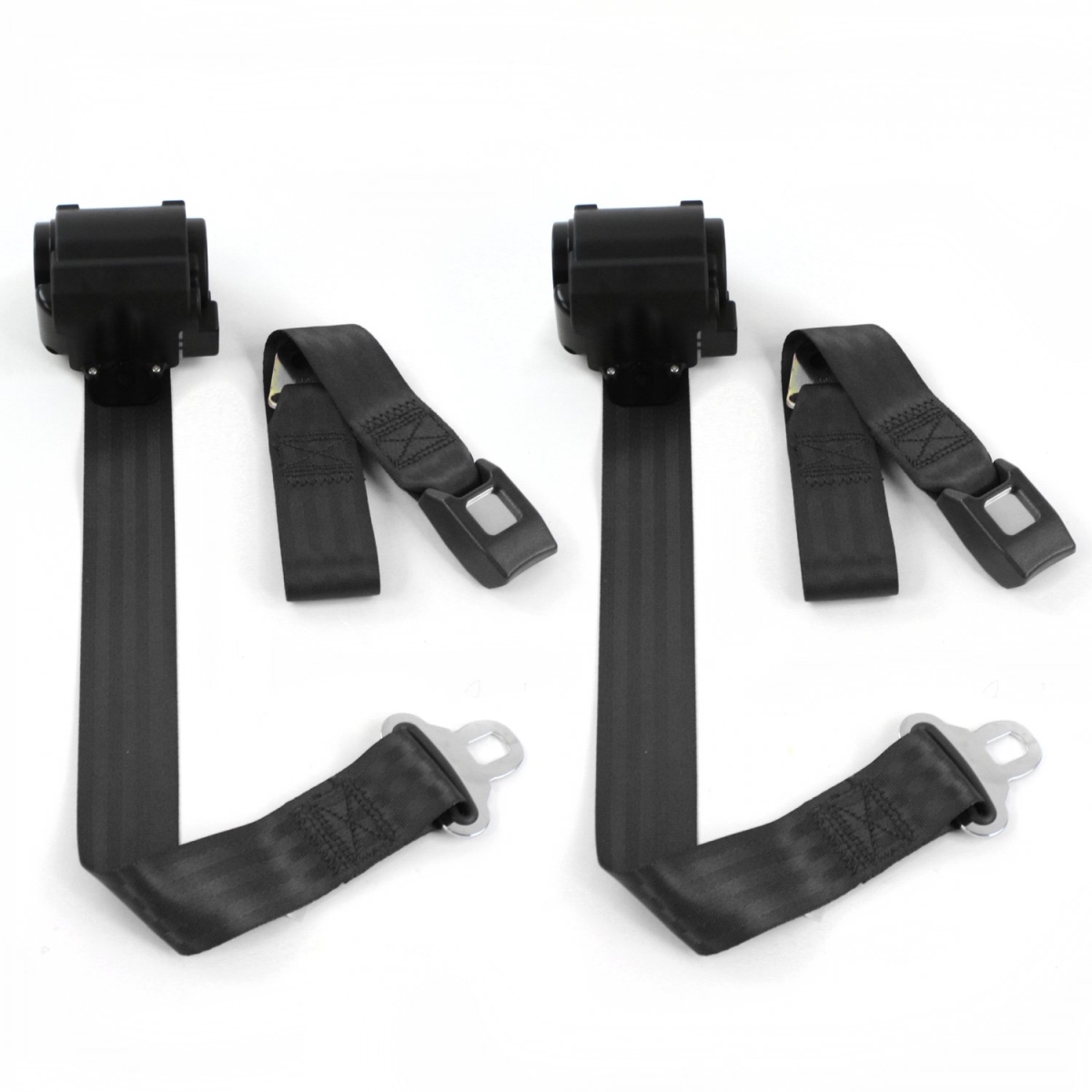 AMC 1958-1988 Standard 2 Point Black Retractable Bucket Seat Belt Kit - 2 Belts