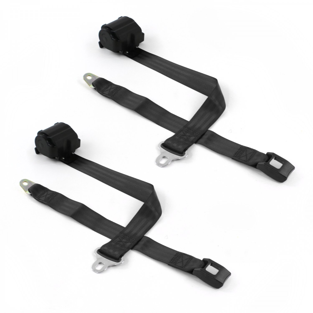 Camaro 1970-1981 Standard 2 Point Black Retractable Bucket Seat Belt Kit - 2 Belts