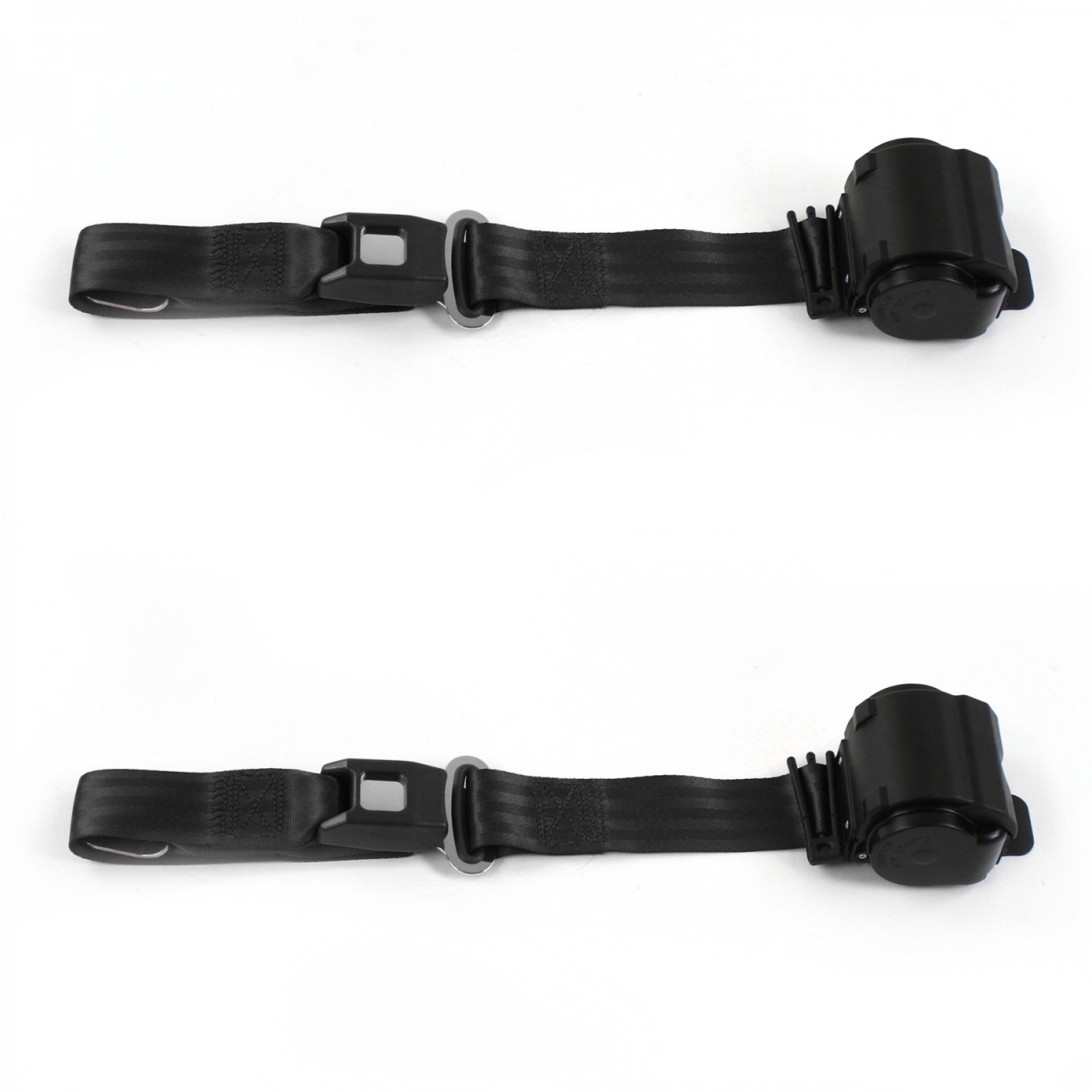 Chevy II 1962-1965 Standard 2 Point Black Retractable Bucket Seat Belt Kit - 2 Belts
