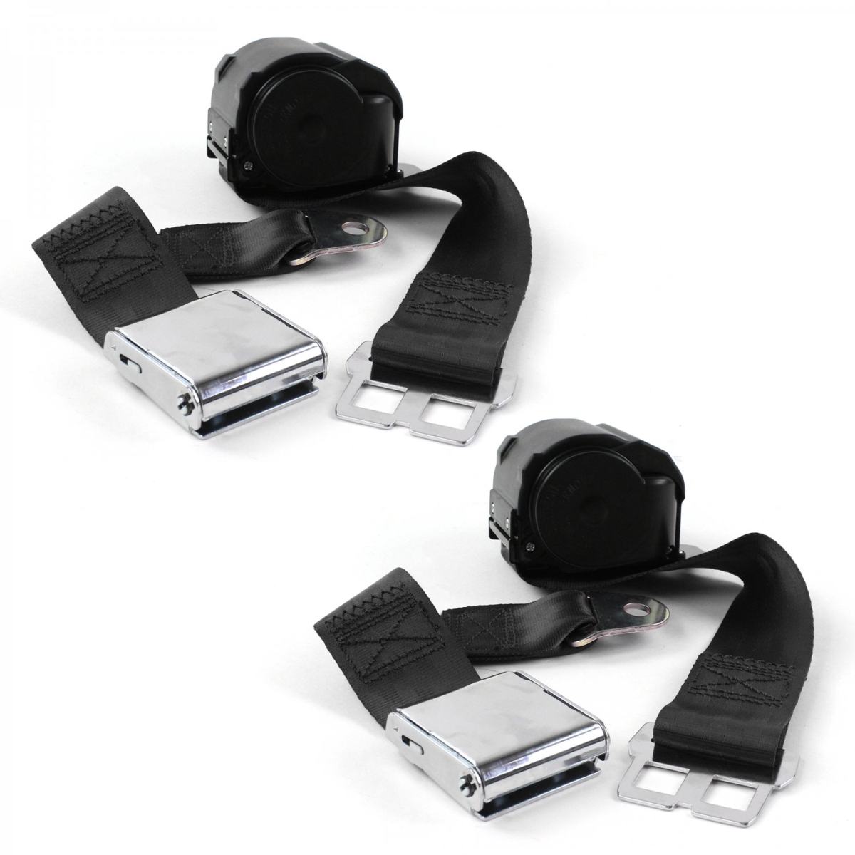 Camaro 1993-2002 Airplane 2 Point Black Retractable Bucket Seat Belt Kit - 2 Belts
