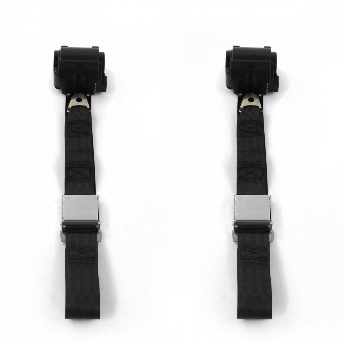 Chevy Nova 1975-1979 Airplane 2 Point Black Retractable Bucket Seat Belt Kit - 2 Belts
