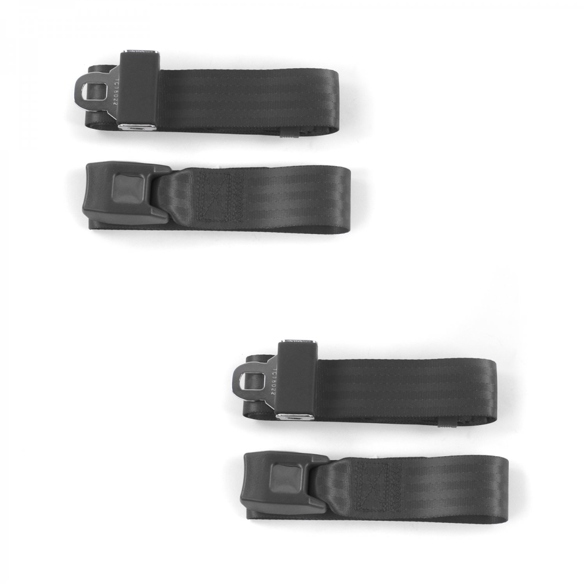 Ford Bronco 1966-1977 Standard 2 Point Charcoal Lap Bucket Seat Belt Kit - 2 Belts
