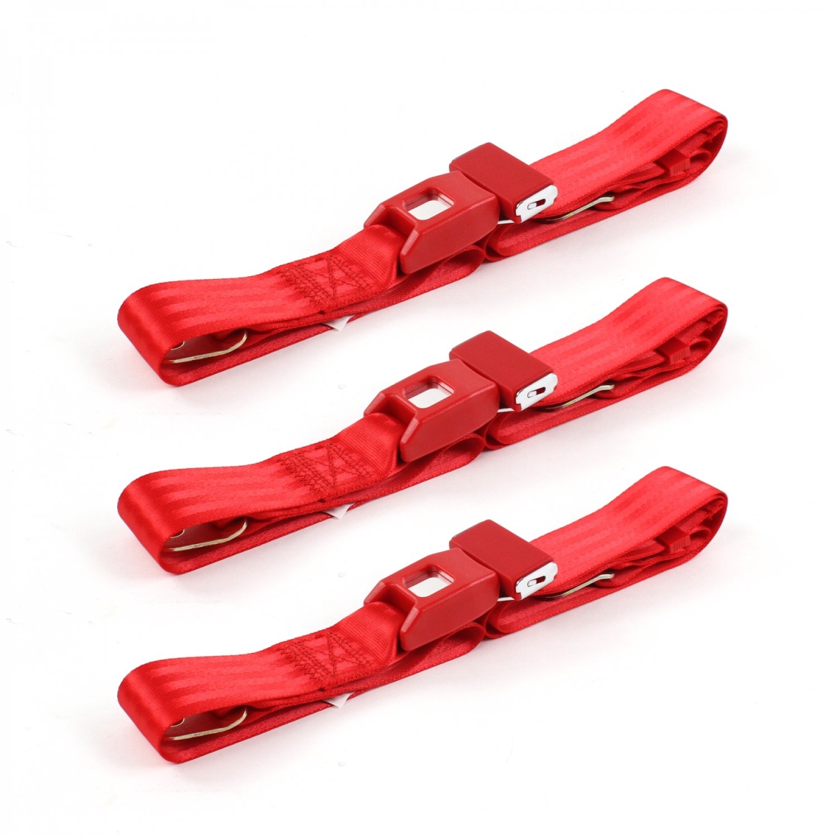 Camaro 1970-1981 Standard 2 Point Red Lap Bench Seat Belt Kit - 3 Belts
