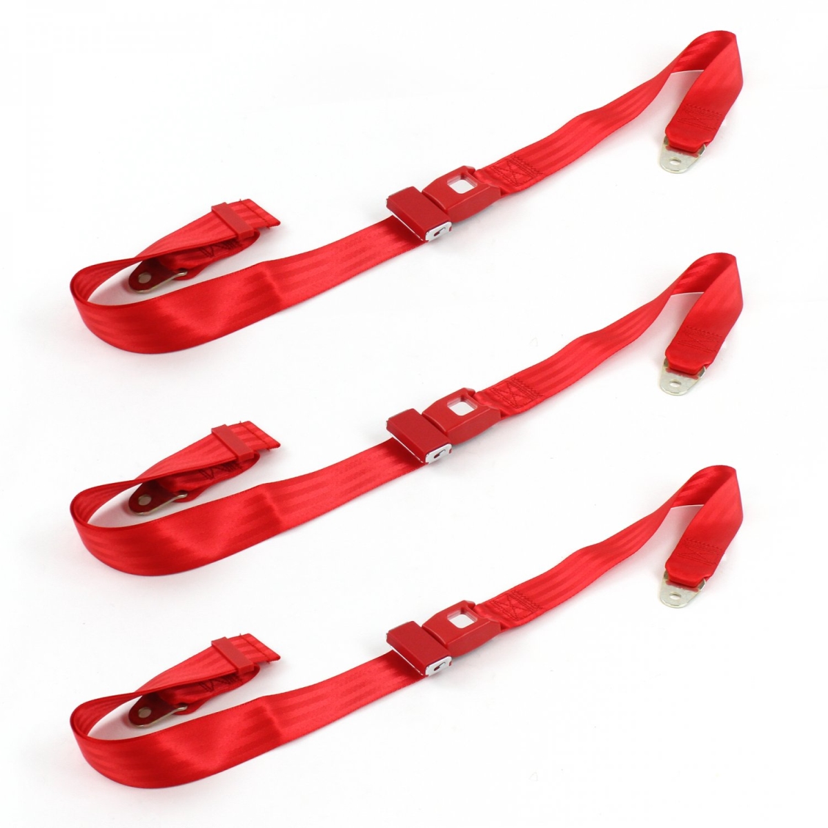 Jeep Gladiator 1962-1988 Standard 2 Point Red Lap Bench Seat Belt Kit - 3 Belts