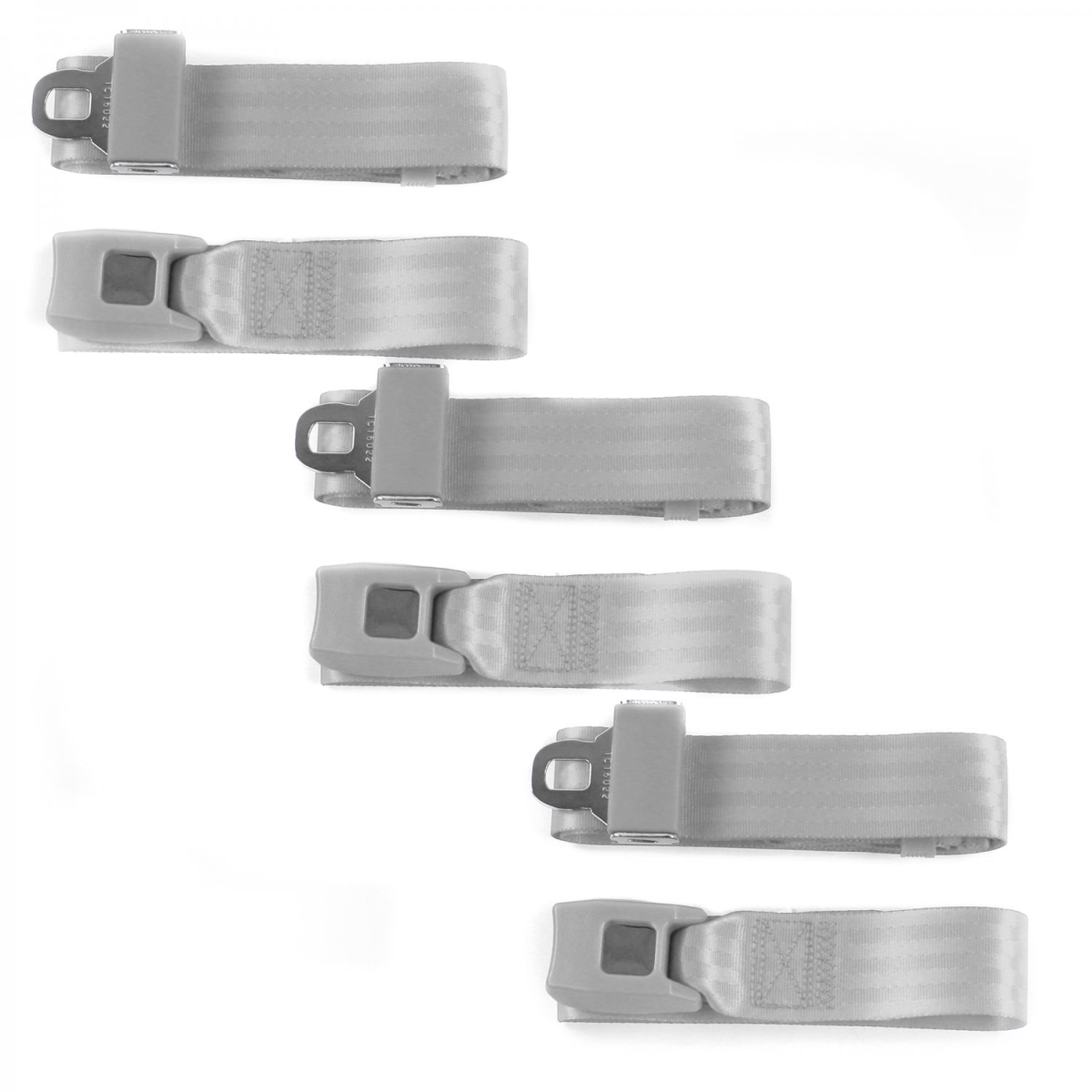 AMC 1958-1988 Standard 2 Point Gray & Grey Lap Bench Seat Belt Kit - 3 Belts