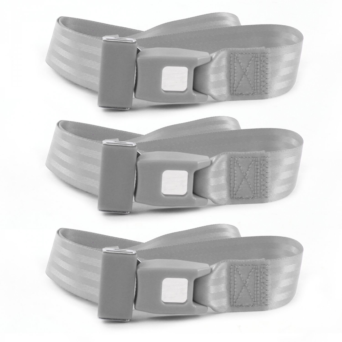 Chevy Impala 1961-1964 Standard 2 Point Gray & Grey Lap Bench Seat Belt Kit - 3 Belts