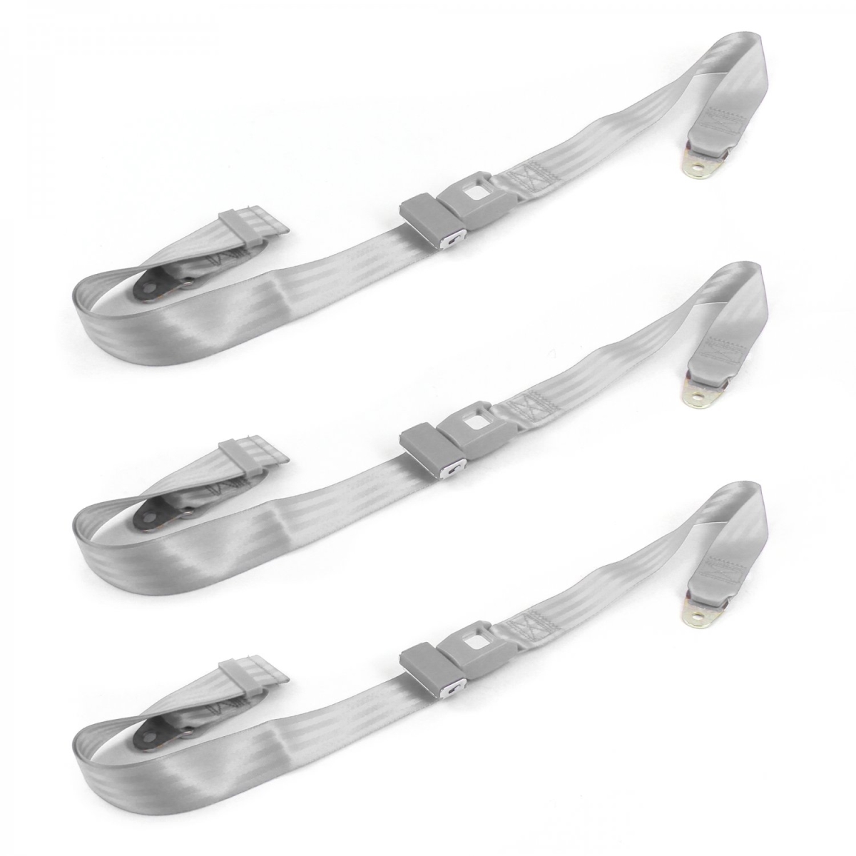 Ford Thunderbird 1980-1982 Standard 2 Point Gray & Grey Lap Bench Seat Belt Kit - 3 Belts