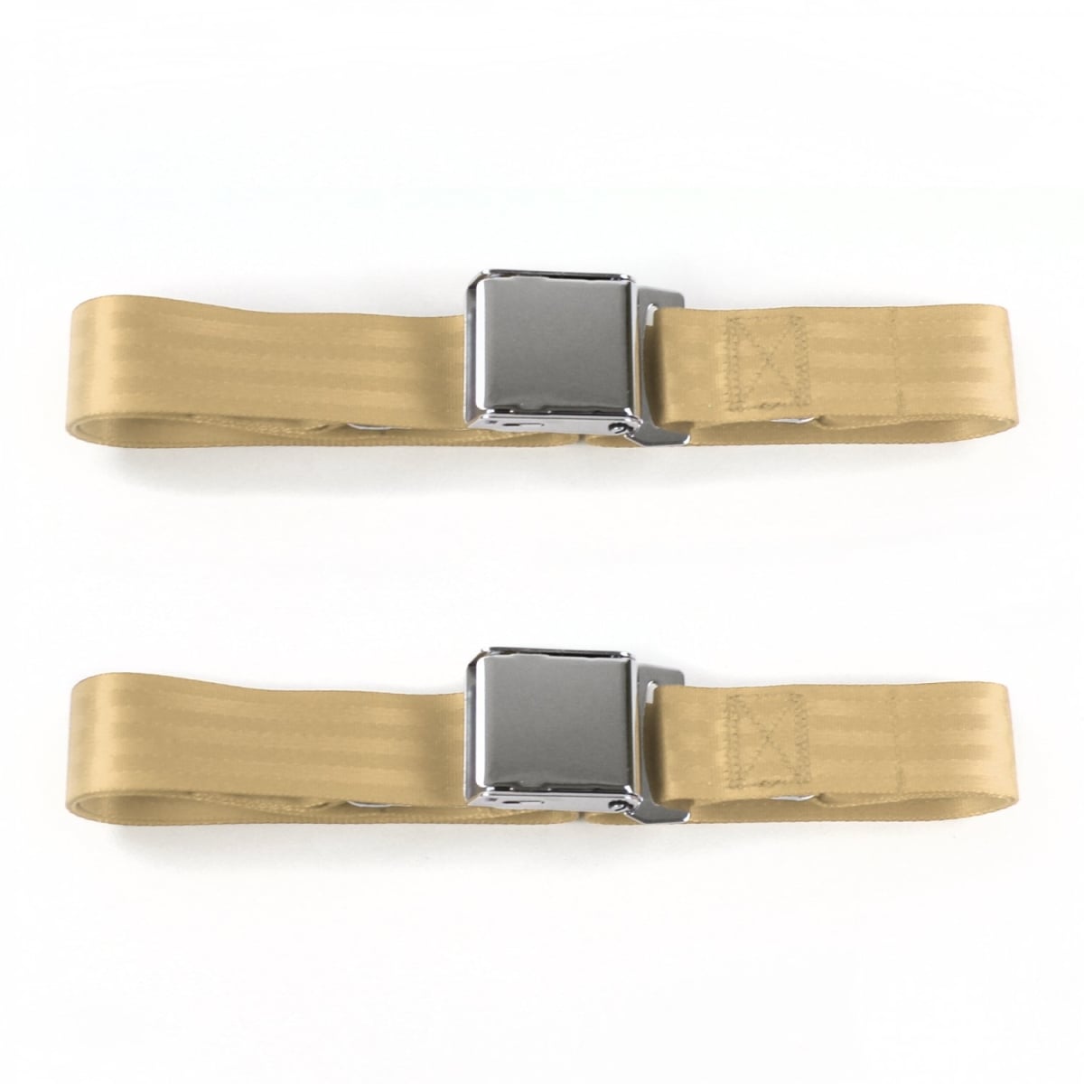 Chevy Nova 1968-1974 Airplane 2 Point Tan Lap Bucket Seat Belt Kit - 2 Belts