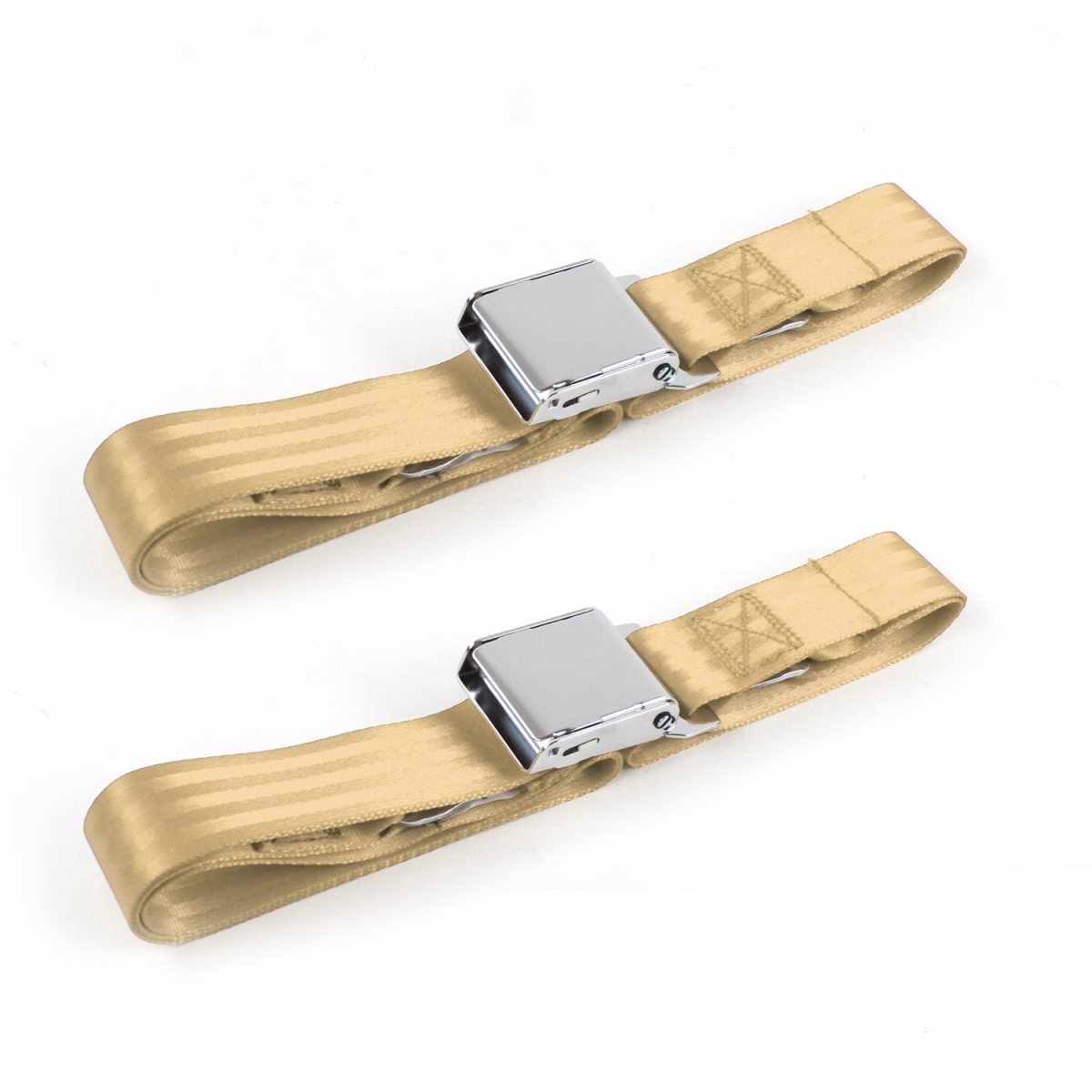 Chevy Impala 1965-1970 Airplane 2 Point Tan Lap Bucket Seat Belt Kit - 2 Belts