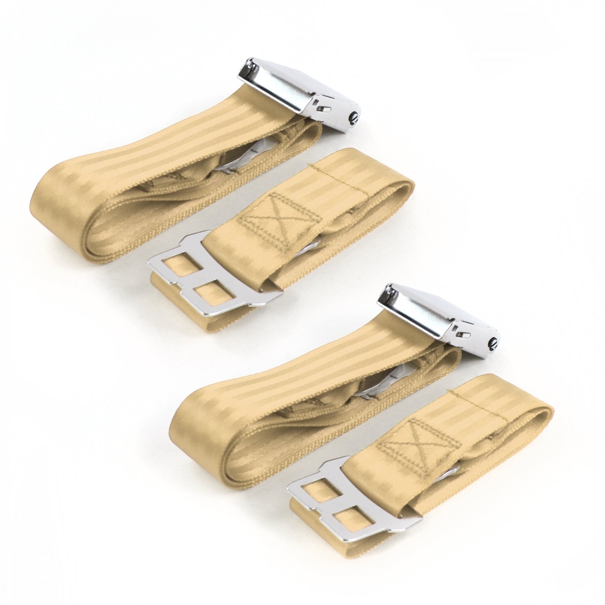 VW Type 1 Oval 1953-1957 Airplane 2 Point Tan Lap Bucket Seat Belt Kit - 2 Belts