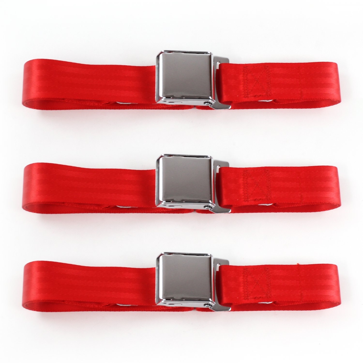 Chevy Corvair 1960-1969 Airplane 2 Point Red Lap Bench Seat Belt Kit - 3 Belts