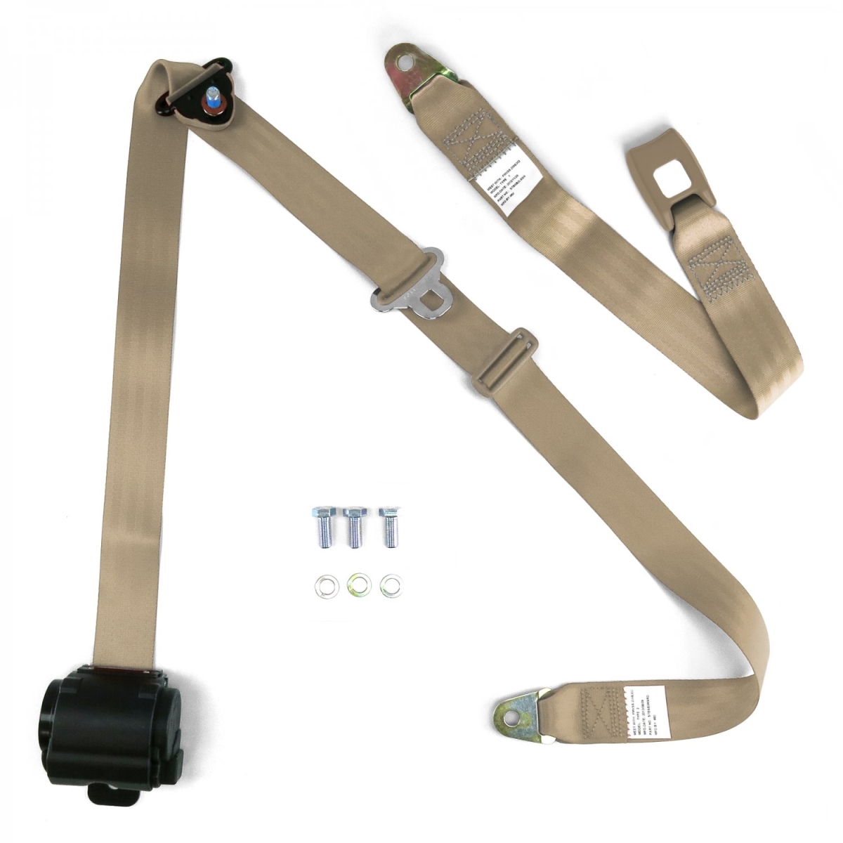 3 Point Retractable Tan 166 in. Safety Seat Belt Standard Push Button Bench