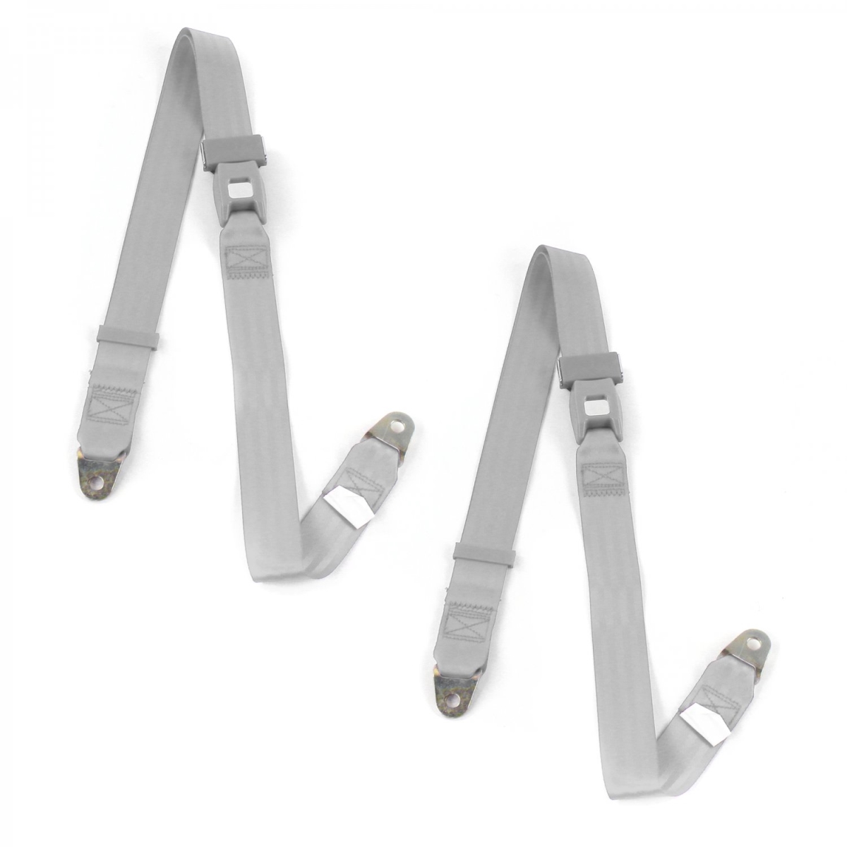 Ford 1941-1948 Standard 2 Point Gray & Grey Lap Bucket Seat Belt Kit - 2 Belts