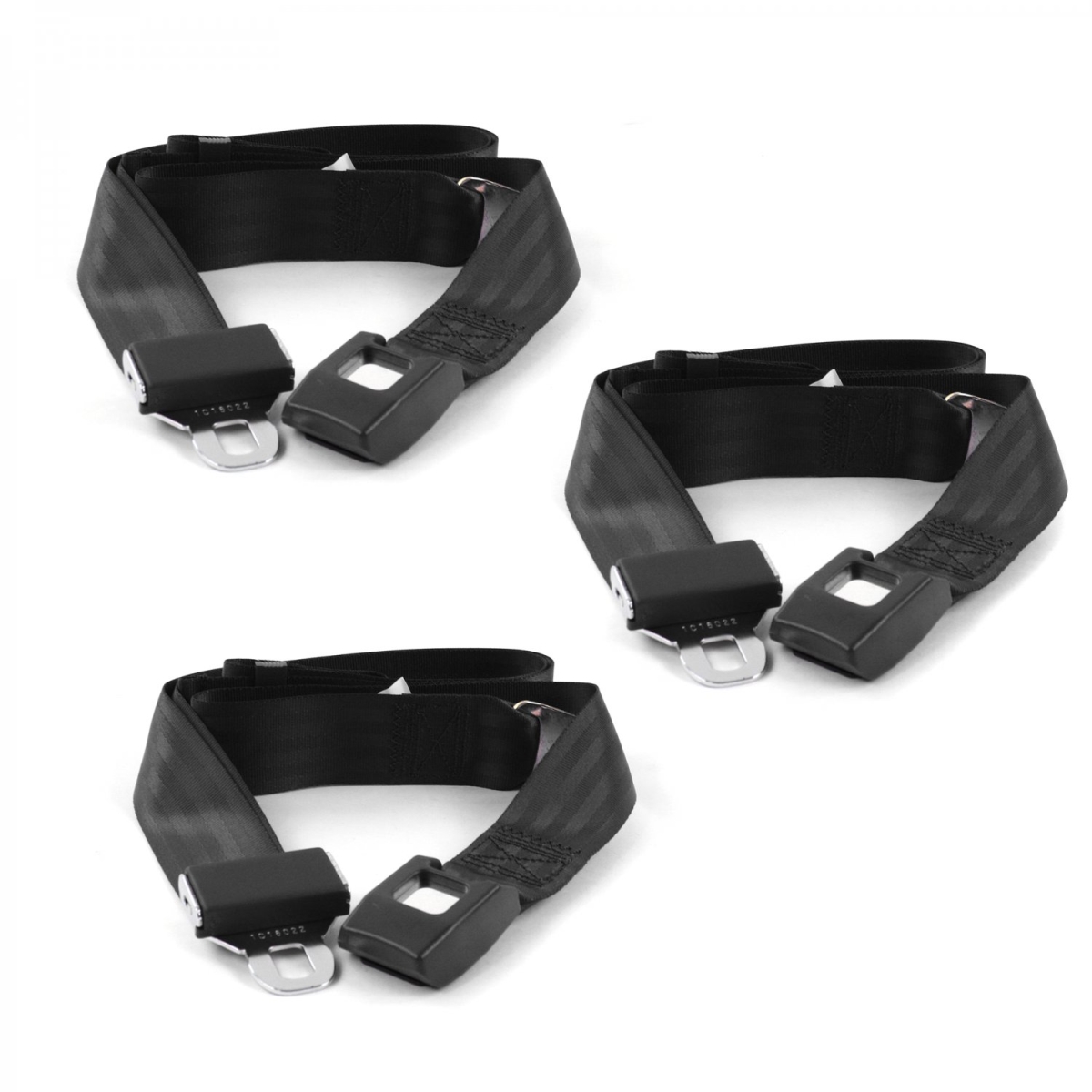 AMC Gremlin 1970-1979 Standard 2 Point Black Lap Bench Seat Belt Kit - 3 Belts