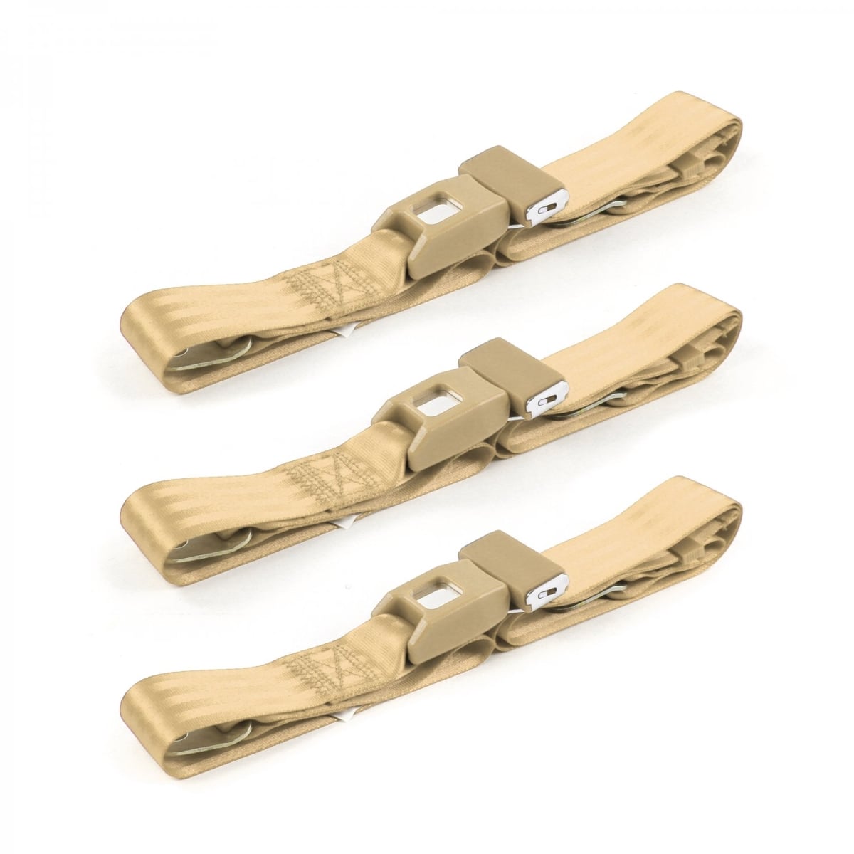 Ford Van 1961-1967 Standard 2 Point Tan Lap Bench Seat Belt Kit - 3 Belts